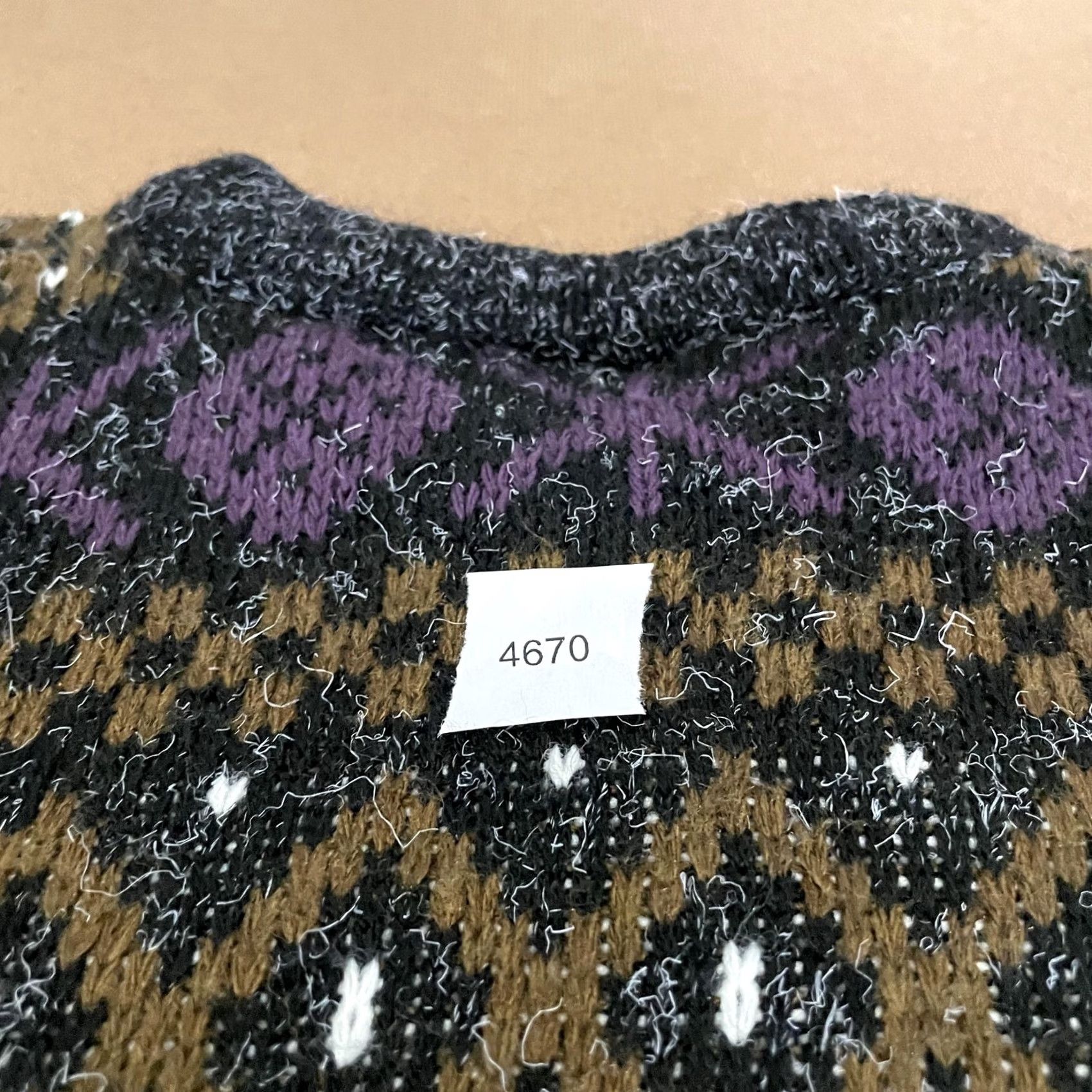 New Era VINTAGE New Era Sweater Mens Large Purple Black Fair Isle Crewneck 90s Made USA Size US L / EU 52-54 / 3 - 8 Thumbnail