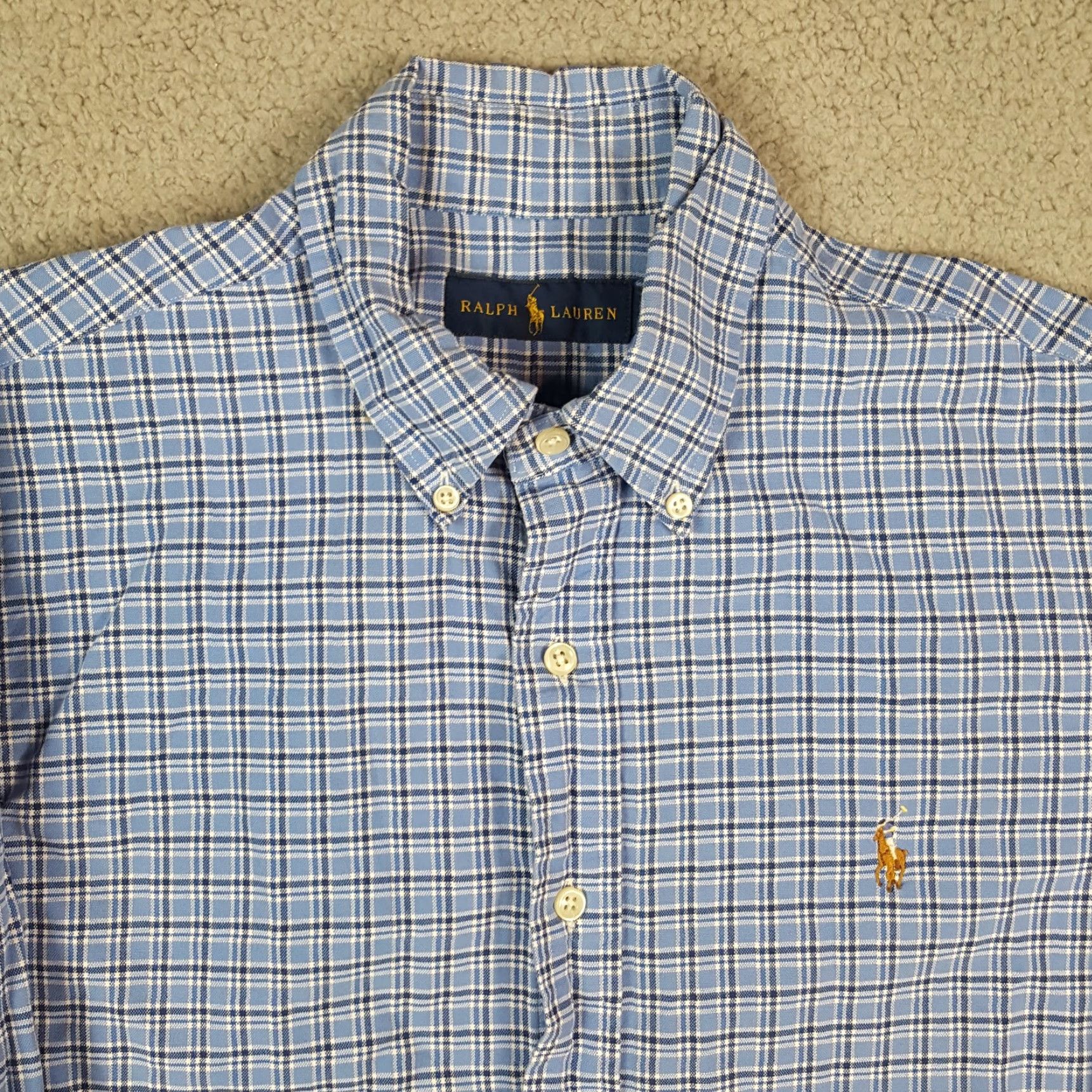 Ralph Lauren VINTAGE Ralph Lauren Men's Button-Down Shirt M Collared Plaid Cotton Casual Classic 90s Blue Size US M / EU 48-50 / 2 - 2 Thumbnail