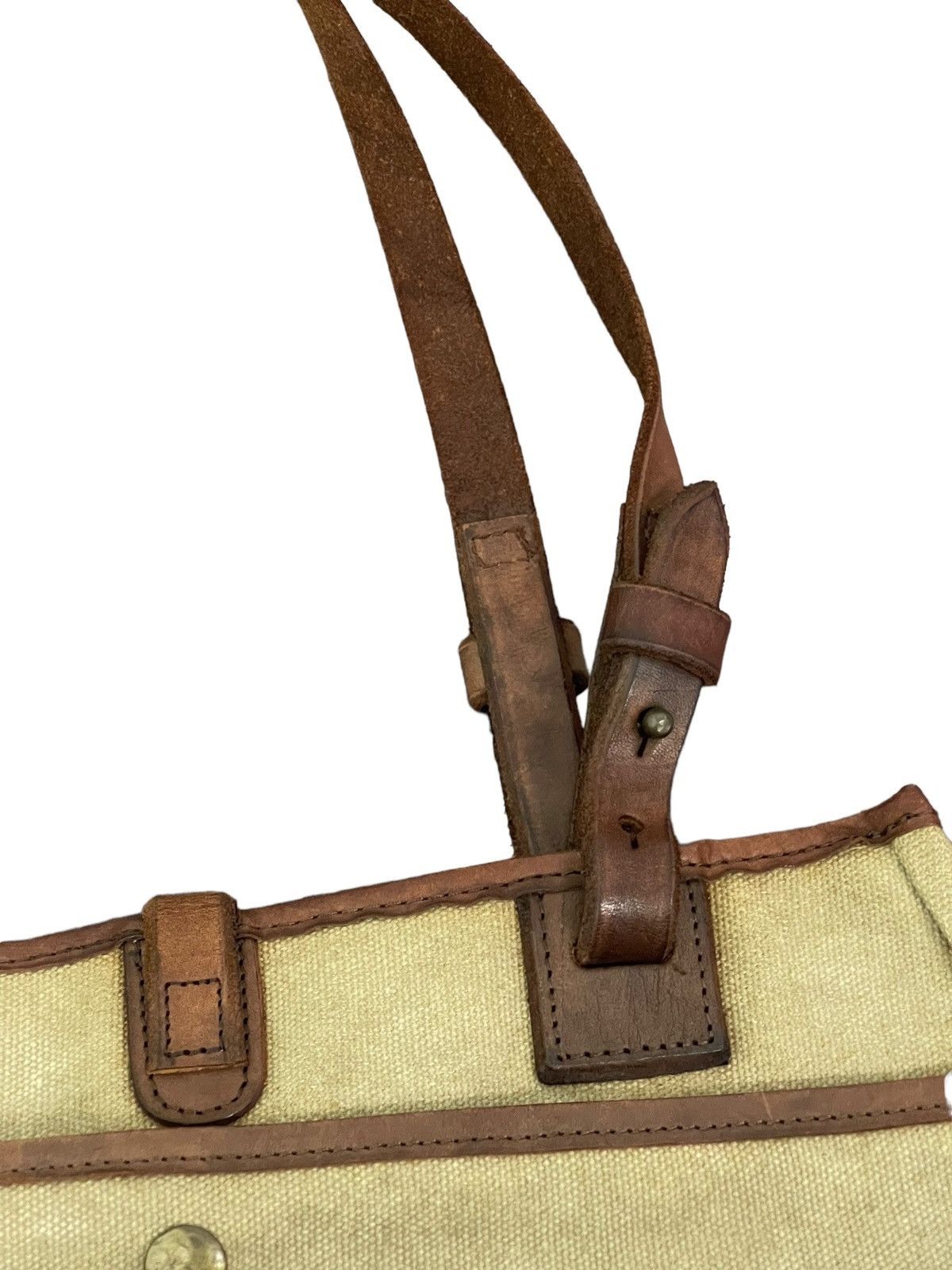 Japanese Brand Leather Cotton Canvas Paquet Shoulder Bag 4🟩 Size ONE SIZE - 21 Thumbnail
