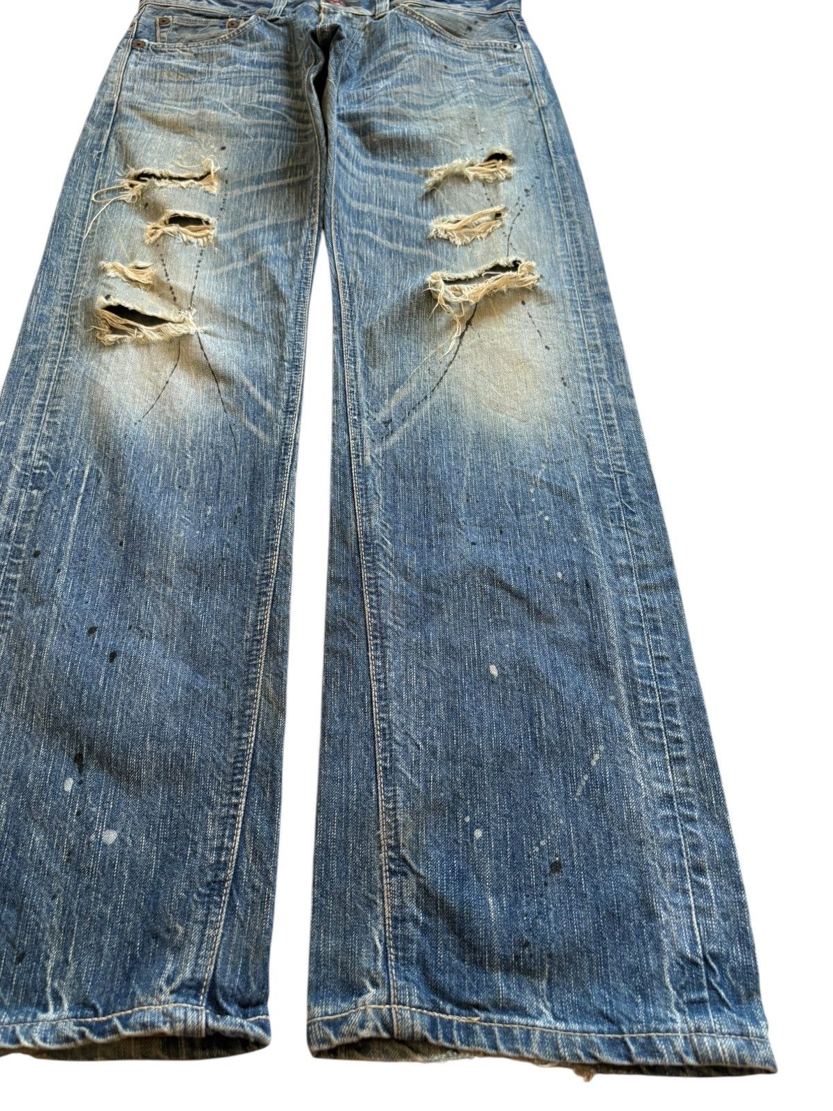 Edwin Vintage Edwin 503 Blue Trip Paint Mud Wash Rip Loose Jeans Size US 34 / EU 50 - 7 Thumbnail