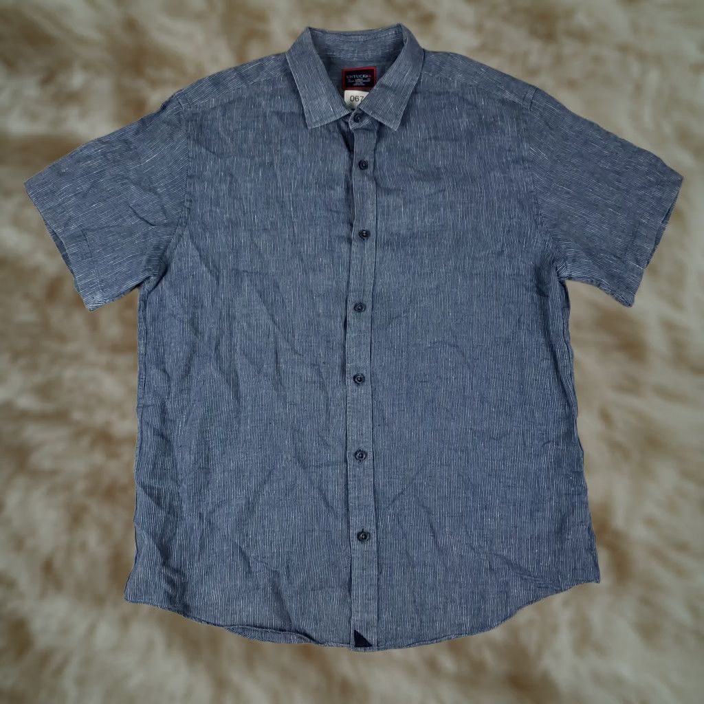 UNTUCKit UNTUCKit Shirt Mens L Blue Linen Casual Button Up Short Sleeve Shirt Size US L / EU 52-54 / 3 - 1 Thumbnail