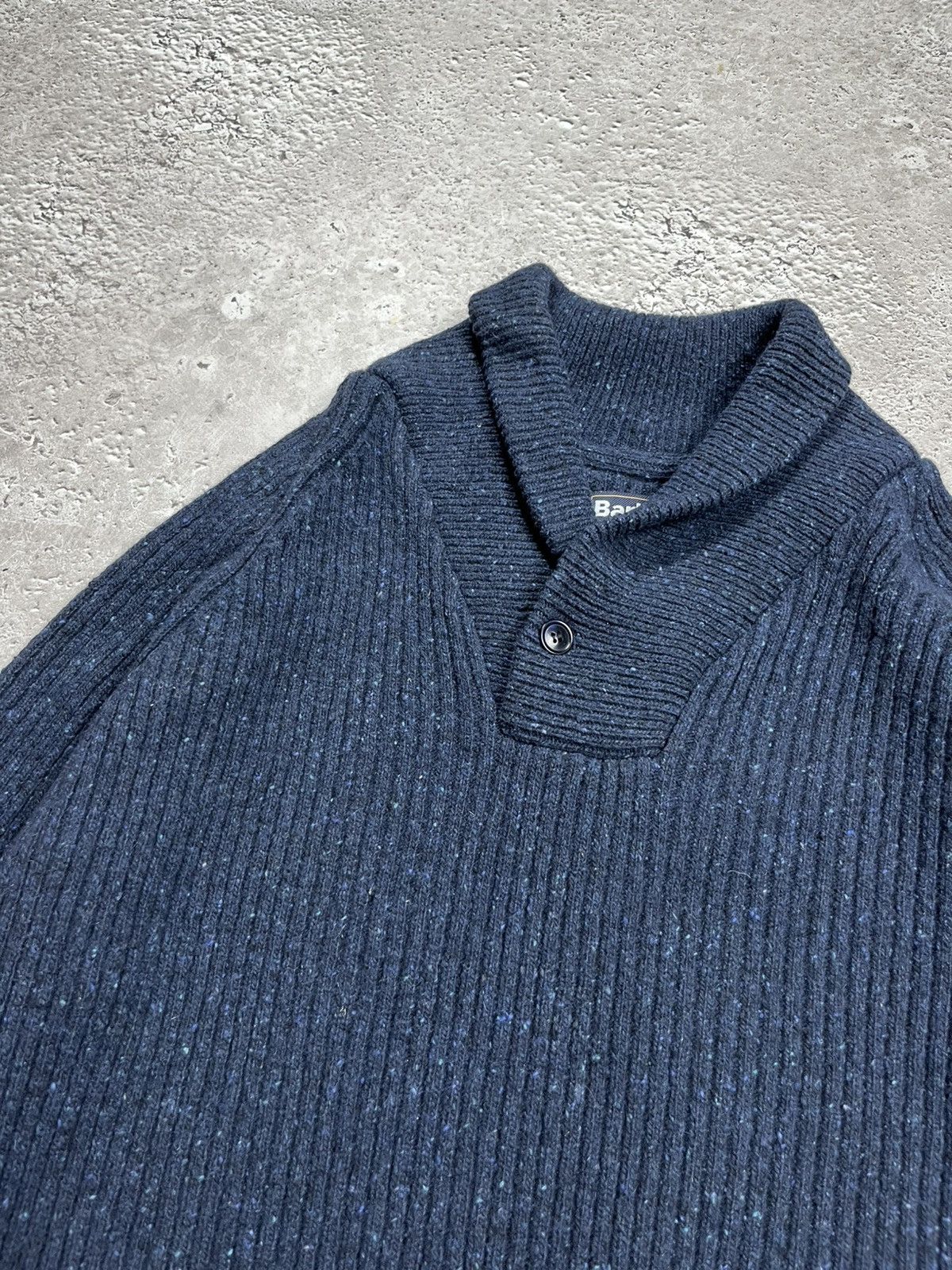 Barbour Barbour Wool Blend Ribbed Shawl Collar Sweater XL Navy Size US XL / EU 56 / 4 - 5 Thumbnail