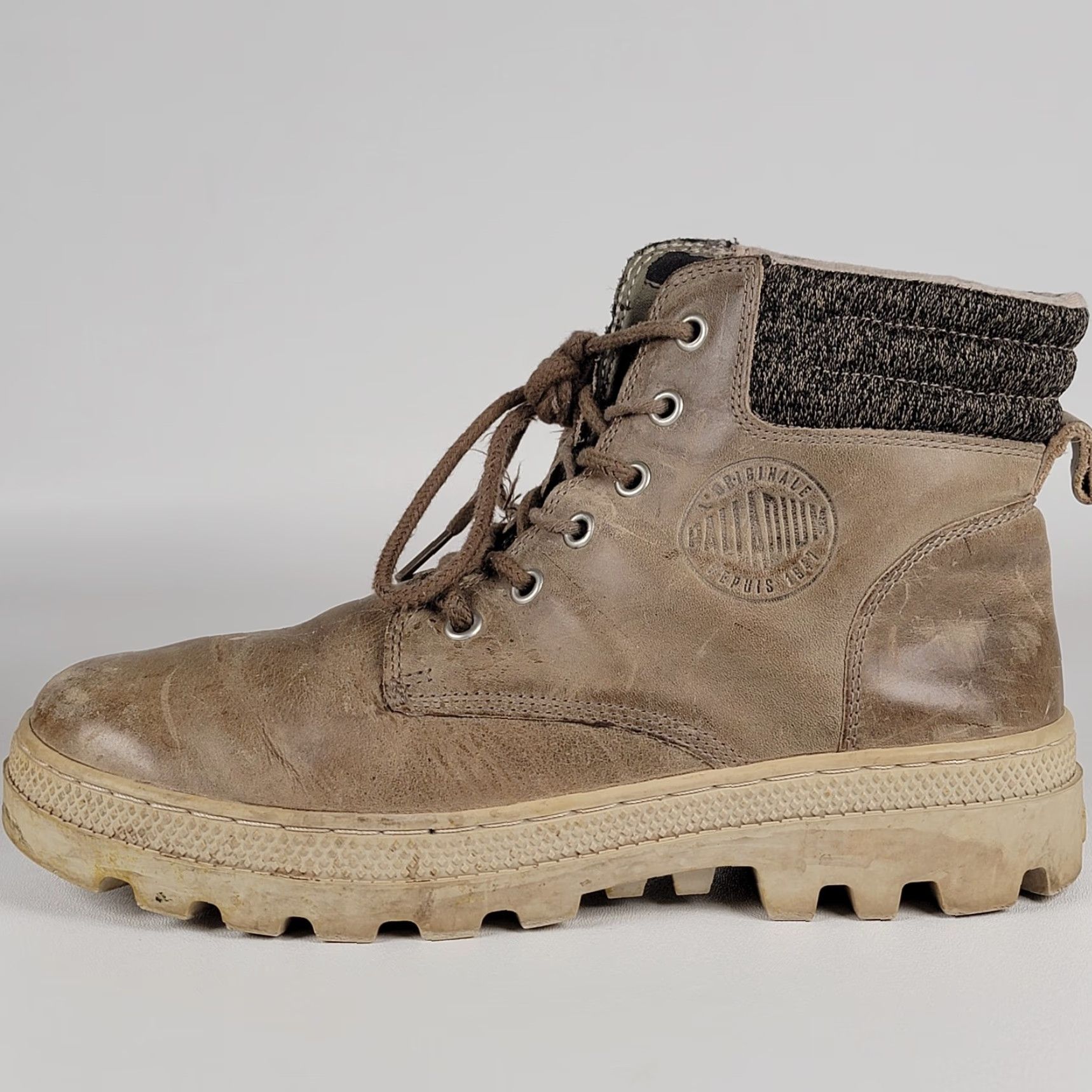 Palladium Palladium Boots Women’s Lace-Up Ankle Size 9.5 Tan Leather/Fabric Combat Block Heel Womens Shoes Size US 8 / IT 38 - 7 Thumbnail