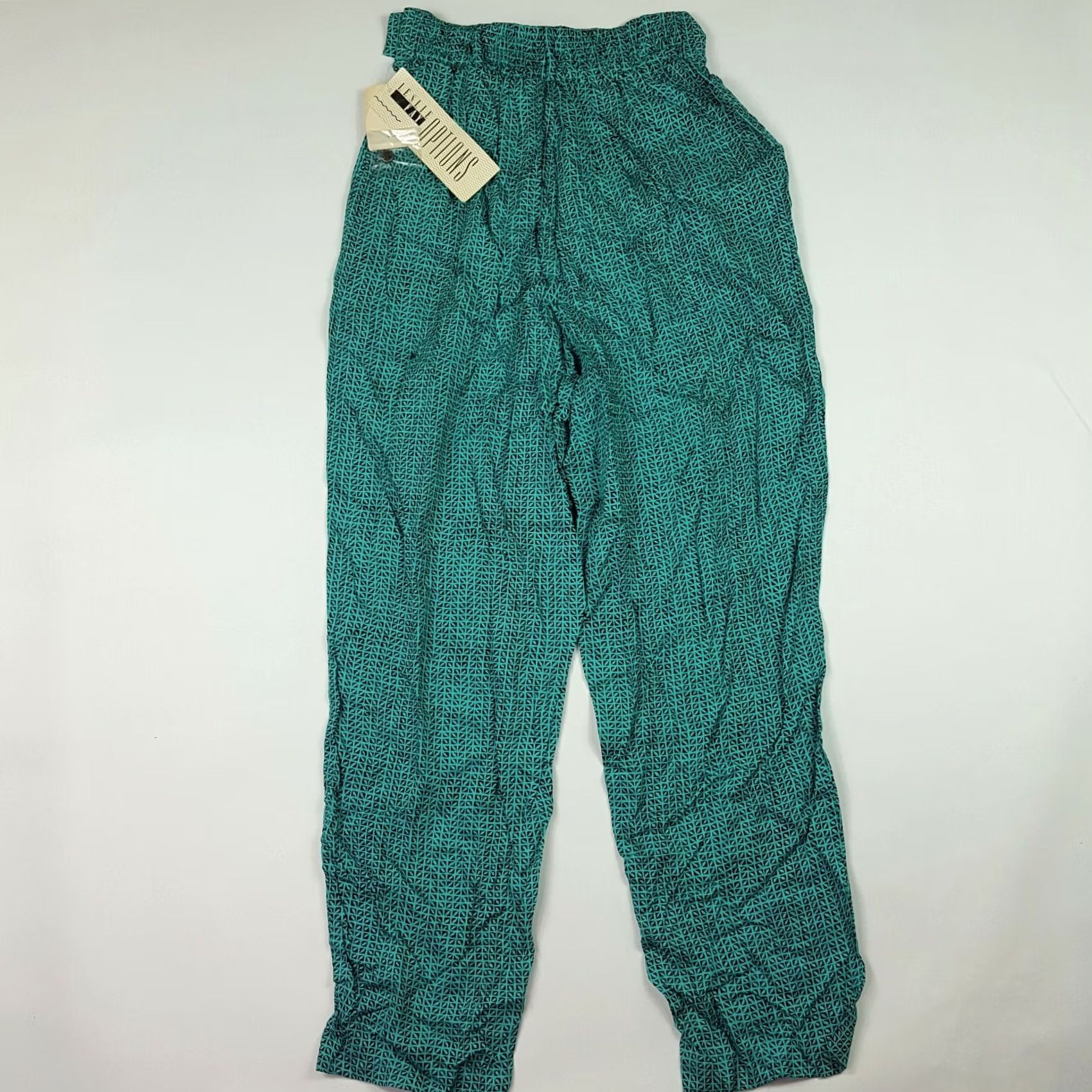 Vintage VINTAGE Leslie Fay 80s Teal Geometric Pants Womens 25x28 Relaxed Tapered Pockets Blue Size 6 Mens Womens Girls Boys Size 28" / US 6 / IT 42 - 6 Thumbnail