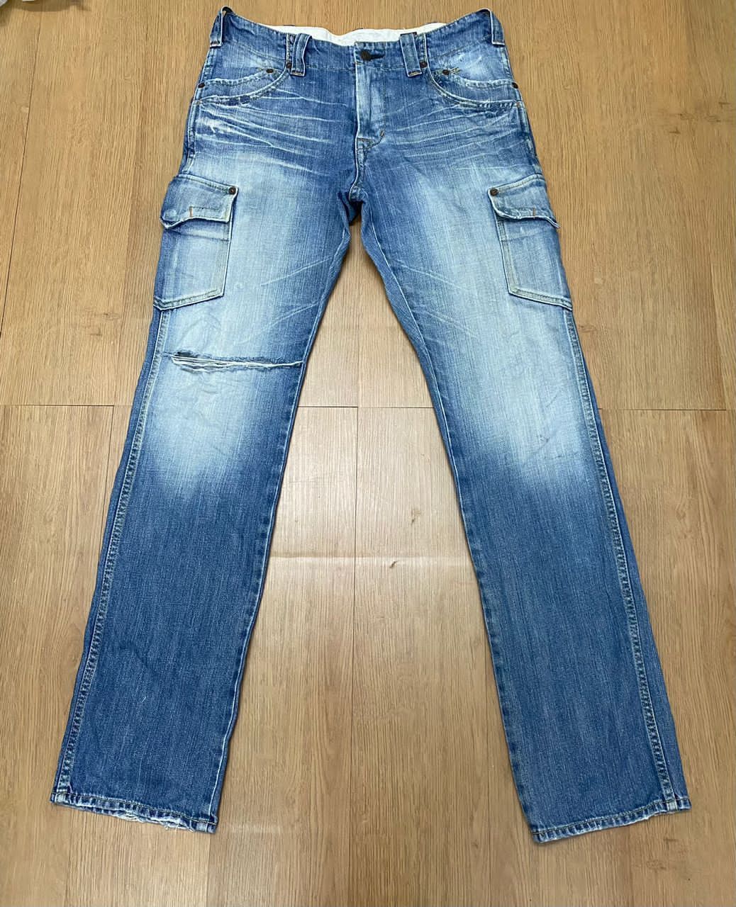 Japanese Brand 💥 Need Gone💥 Bartack Work Clothing Dept Distressed Jeans Size US 31 - 2 Thumbnail