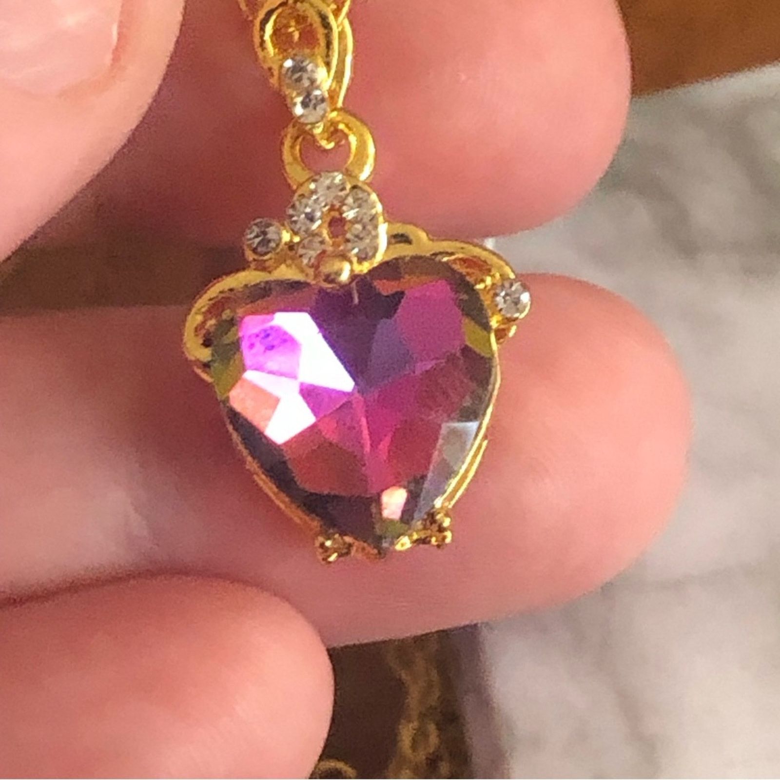 Jewelry Ladies heart shape faceted rainbow crystal necklace Size ONE SIZE - 5 Thumbnail