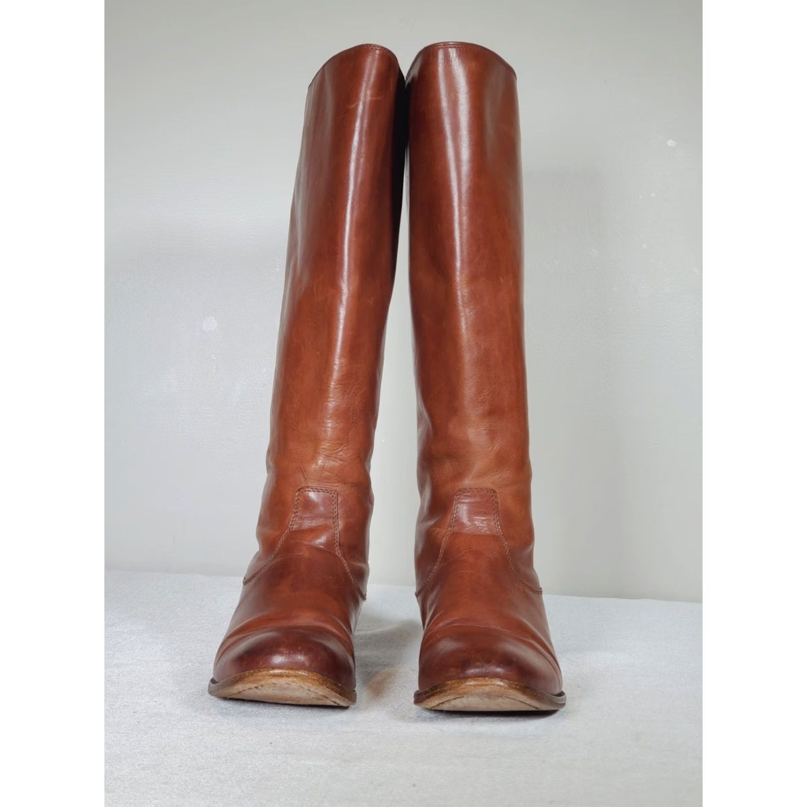 Frye FRYE Melissa Button Back Zip Knee High Riding Boot 76431 Cognac Brown Leather Wide Calf Women 7 B Size US 7 / IT 37 - 6 Thumbnail