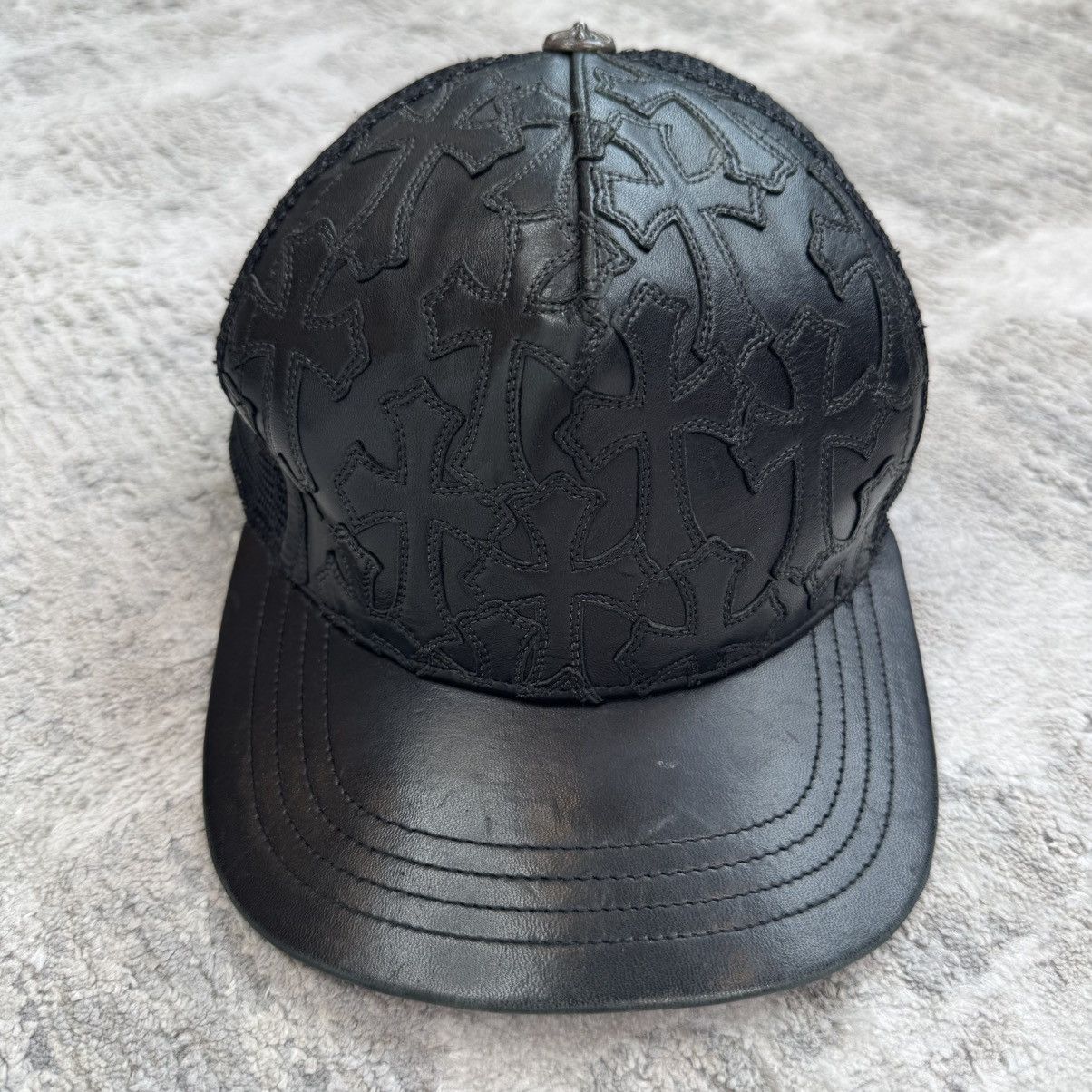 Chrome Hearts Cemetery leather patch cross trucker hat Size ONE SIZE - 1 Thumbnail