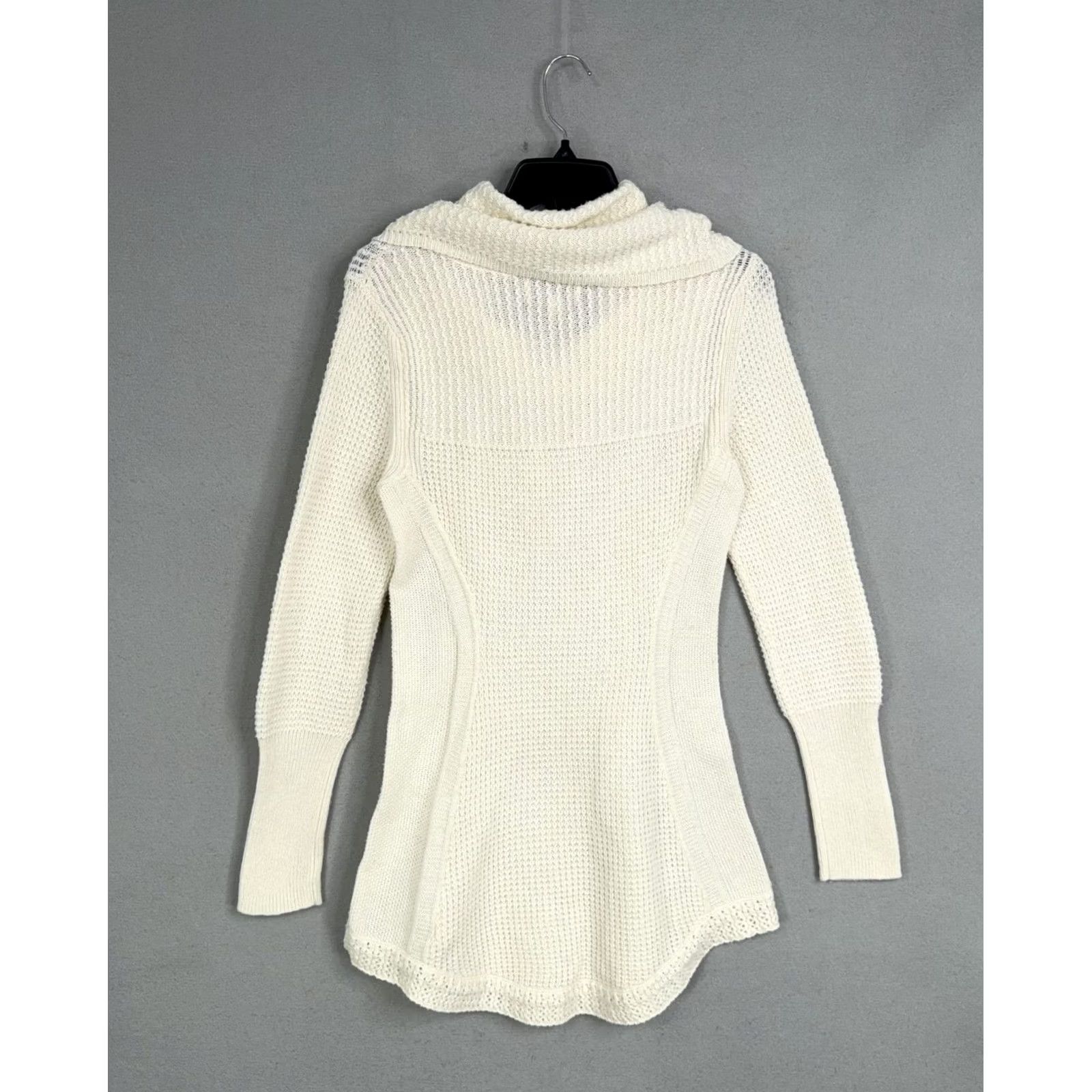 Vintage Angel Of The North Sweater Tunic Womens M White Cowl Neck Waffle Knit Slim Size M / US 6-8 / IT 42-44 - 6 Thumbnail