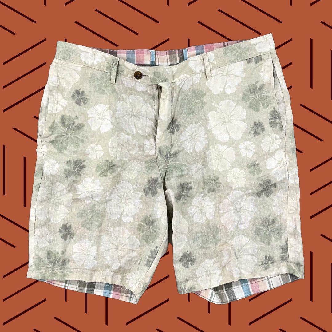 Tommy Bahama Tommy Bahama Reversible Shorts Mens 38 / 9.5 Floral MultiColor Plaid Linen Beach Size US 38 / EU 54 - 1 Thumbnail