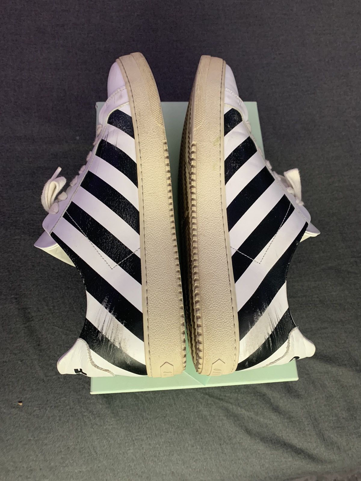 Off-White Off White Leather Striped Sneakers Size US 11 / EU 44 - 4 Thumbnail
