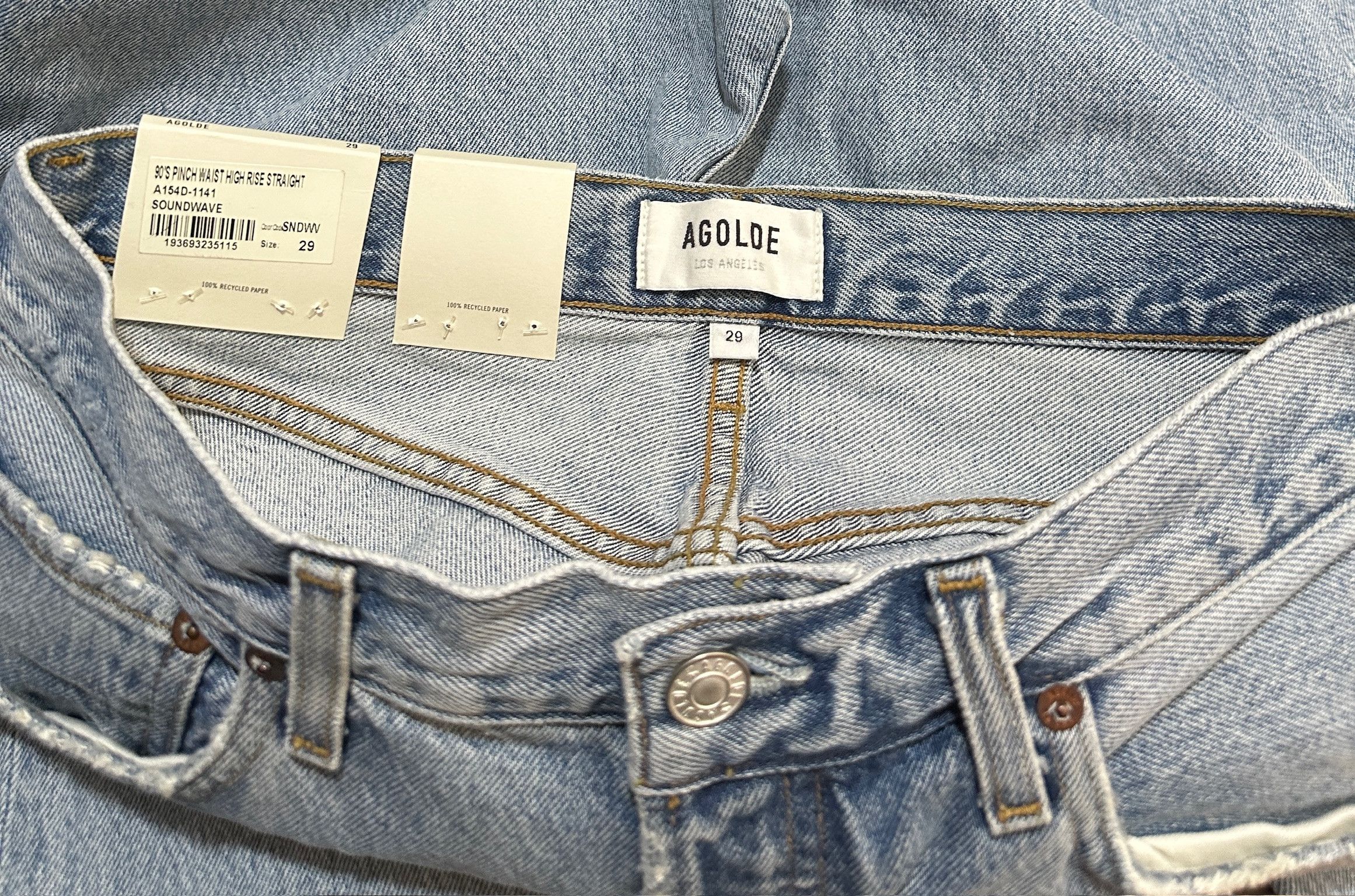 Agolde 90's Pinch Waist high-rise straight jeans Size 29" - 6 Thumbnail