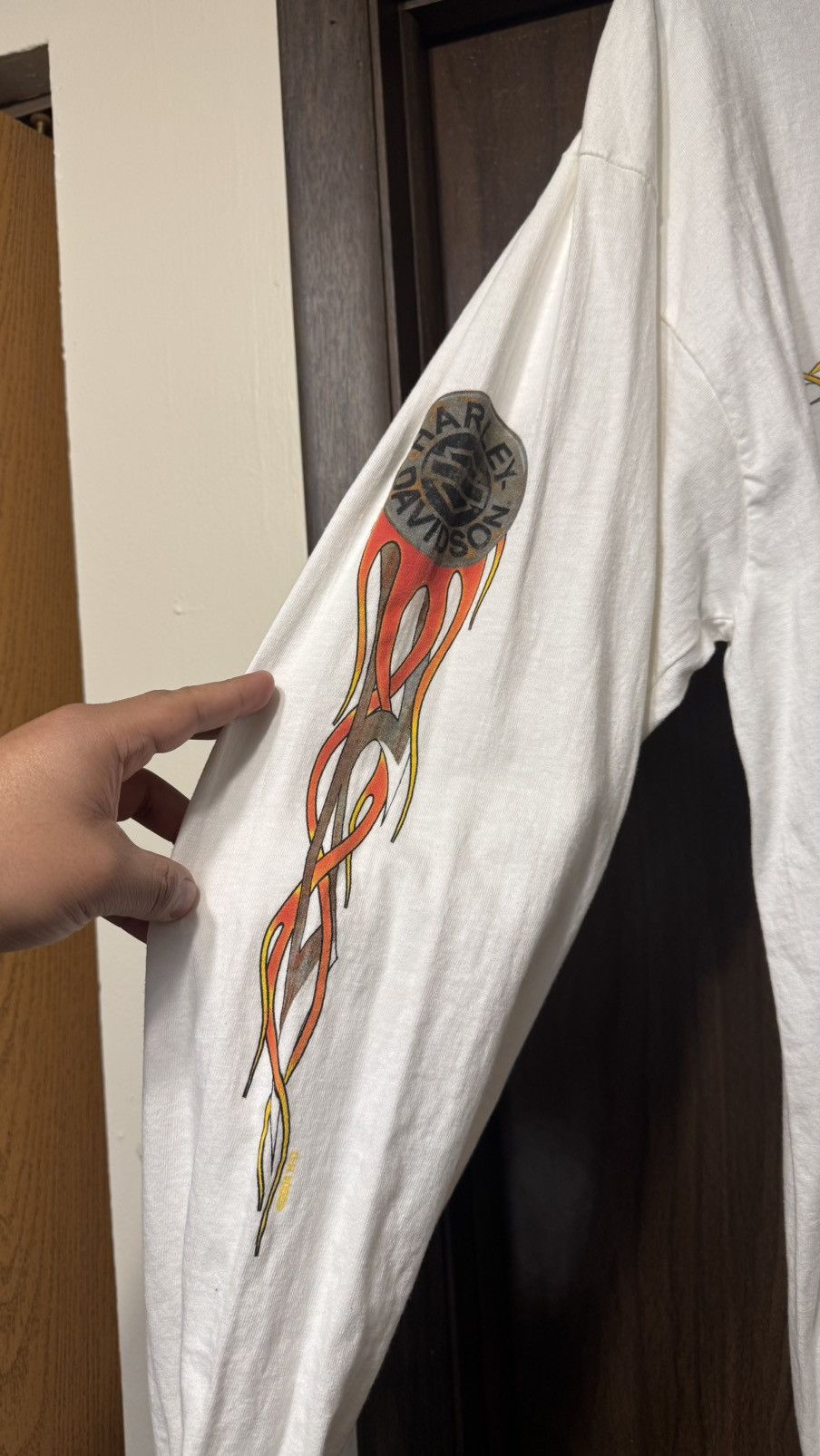 Harley Davidson Vintage 2004 Harley Davidson Flame Sleeve White Size US XL / EU 56 / 4 - 4 Thumbnail