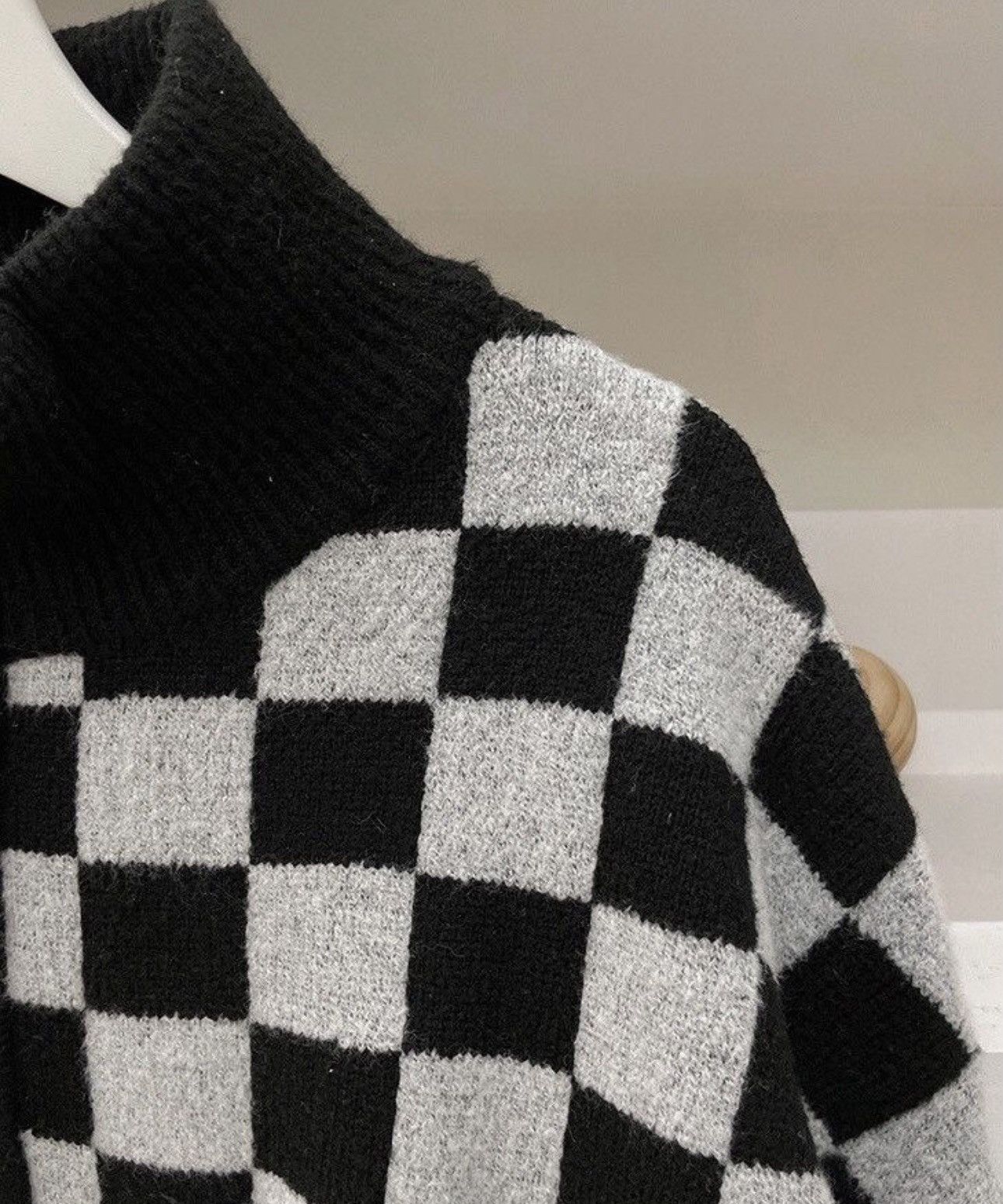 Japanese Brand × Vintage Fashion black checkered plaid knit jacket cardigan Size US XL / EU 56 / 4 - 5 Thumbnail