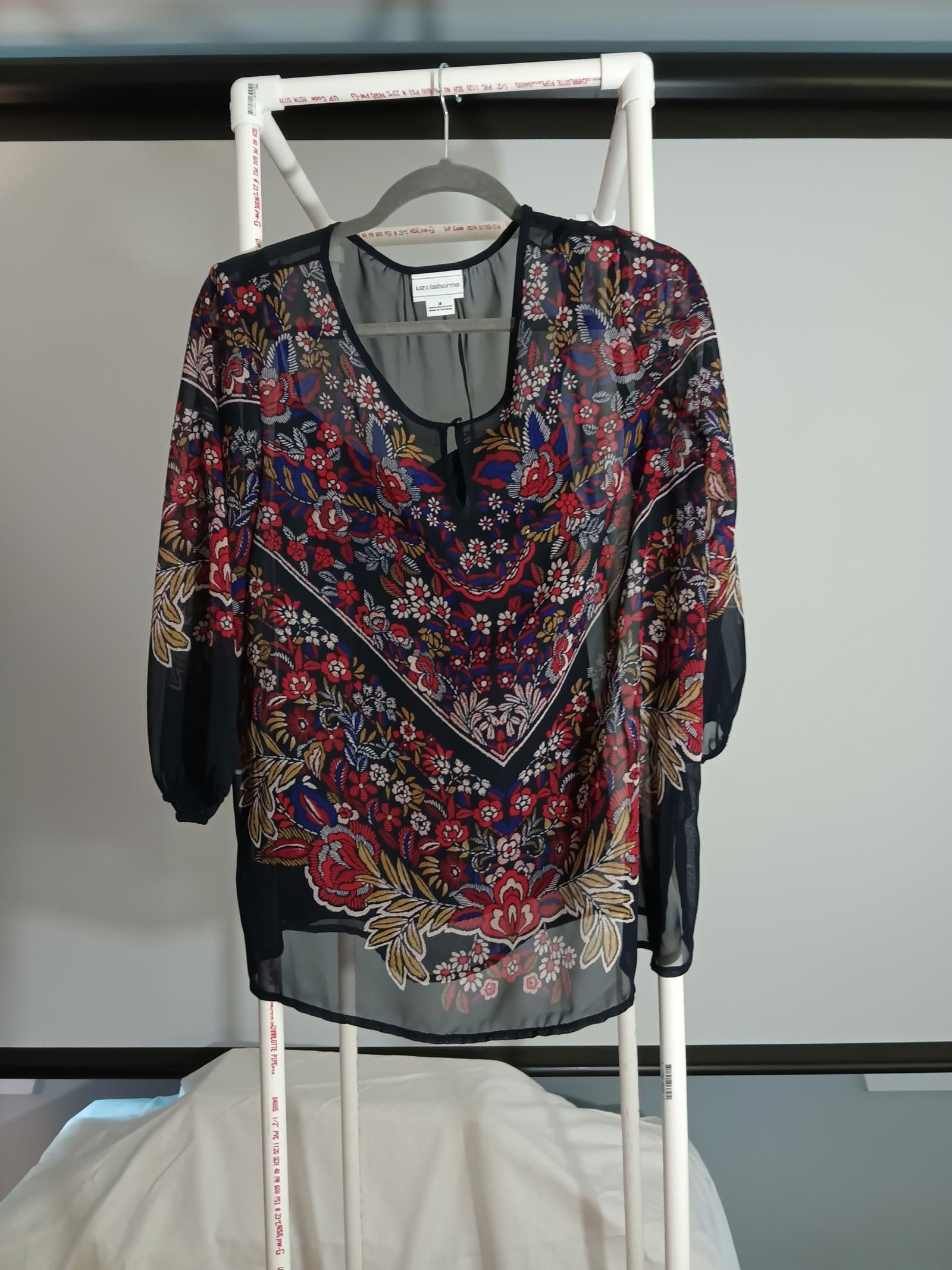 Designer Elegant Liz Claiborne Floral Print Blouse Size M / US 6-8 / IT 42-44 - 1 Thumbnail