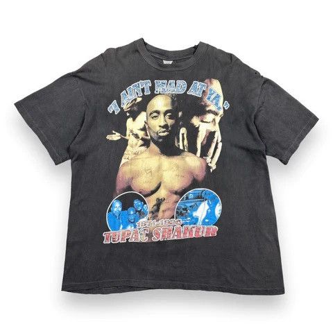 image of 1990S Vintage Original Tupac Memorial Rap Tee - XL in Black, Men's