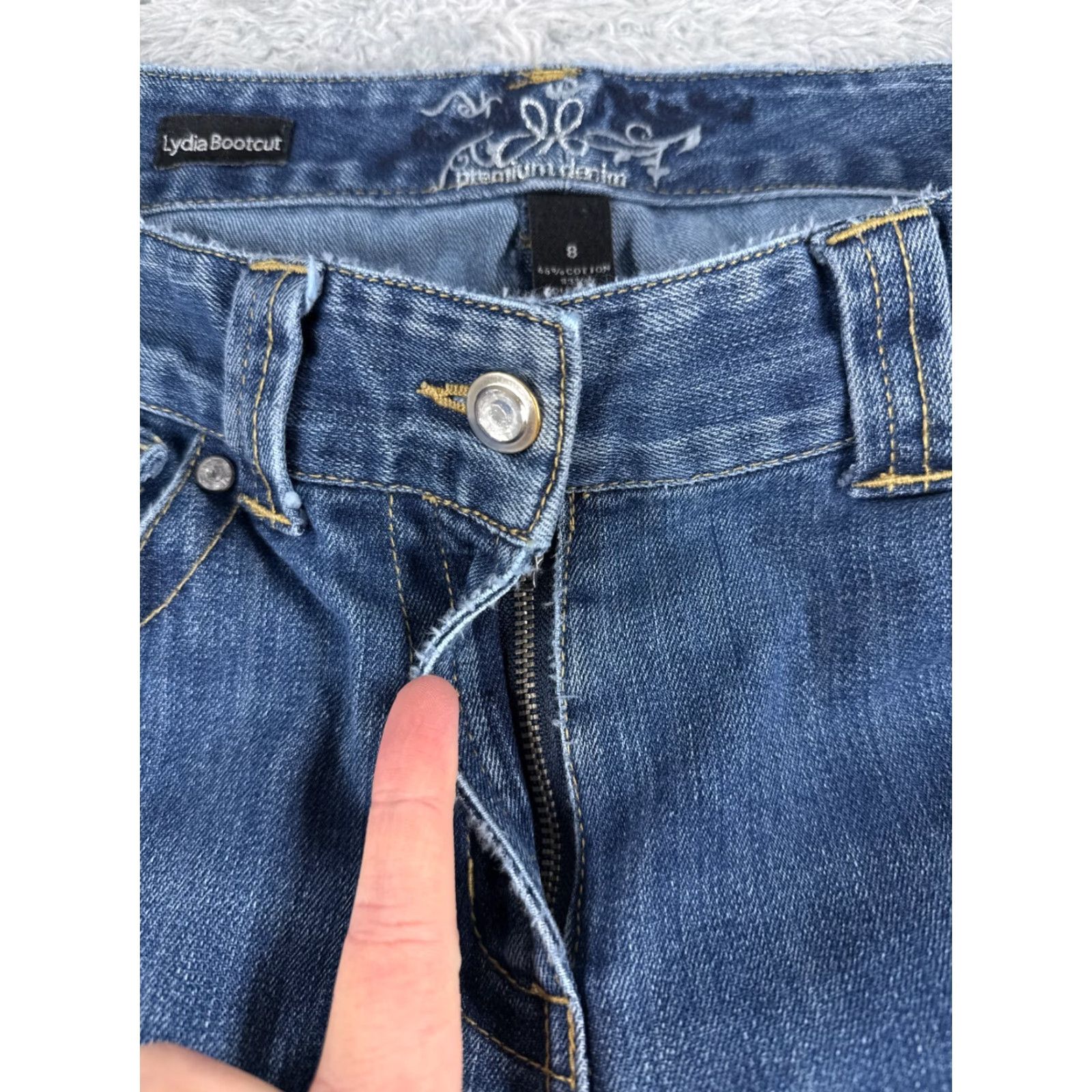 Denime Premium Denim Jeans Women 8 Blue Bootcut Mid Rise 28x31 Distressed 5-Pocket Cotton Jeans XS? Size 30" / US 8 / IT 44 - 5 Thumbnail
