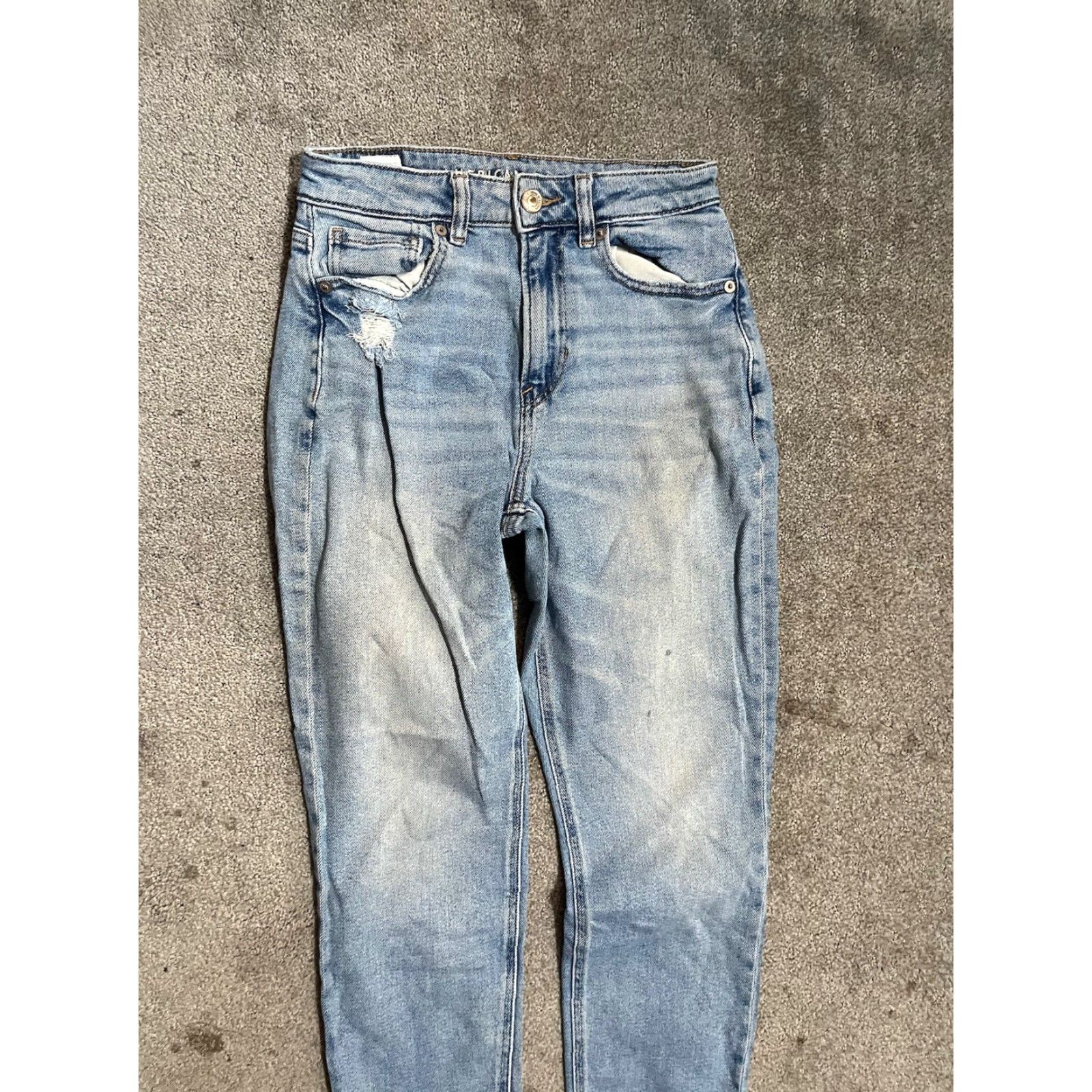 American Eagle Outfitters American Eagle Jeans Size 0 Short Blue Mom Jean Tapered Leg Stretch Denim 90s Womens Size 25" / US 0 / IT 36 - 4 Thumbnail