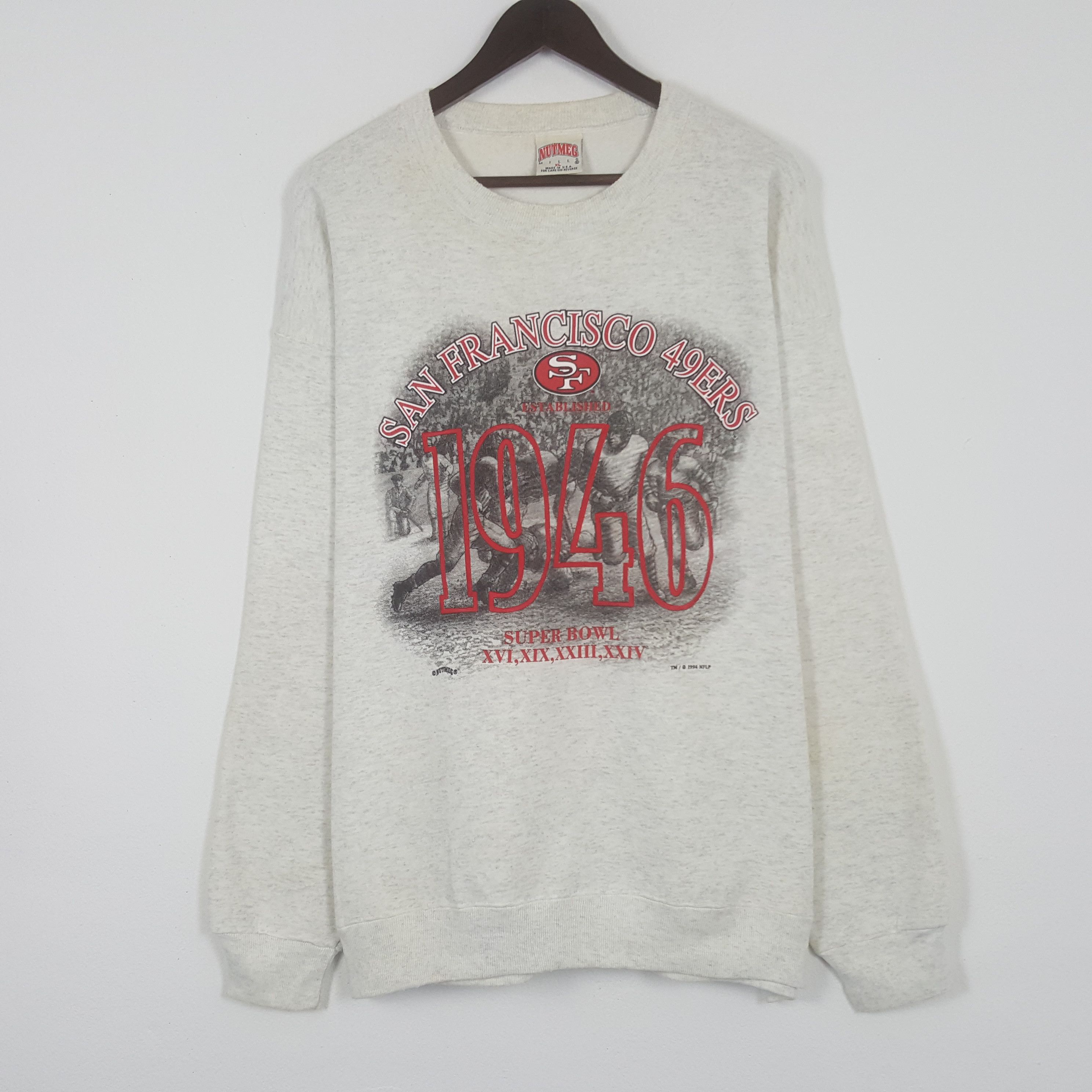 image of Nutmeg x San Francisco 49Ers Vintage San Francisco 49 Ers Sweatshirt in White, Men's (Size XL)