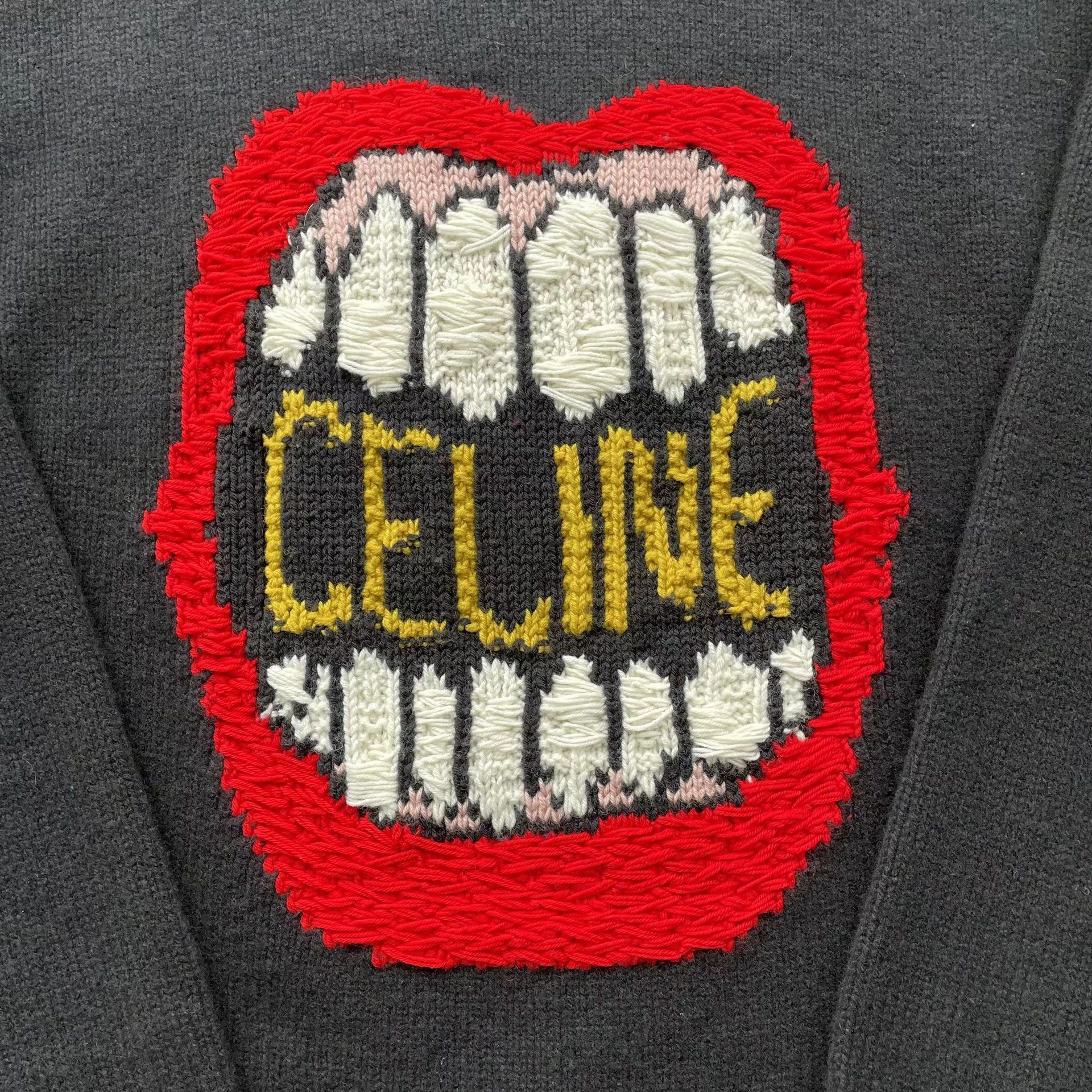 Celine Celine Red Lip Embroidered WoolCashmere OS Sweater XXL 98N Size XXL / US 16-18 / IT 52-54 - 3 Thumbnail