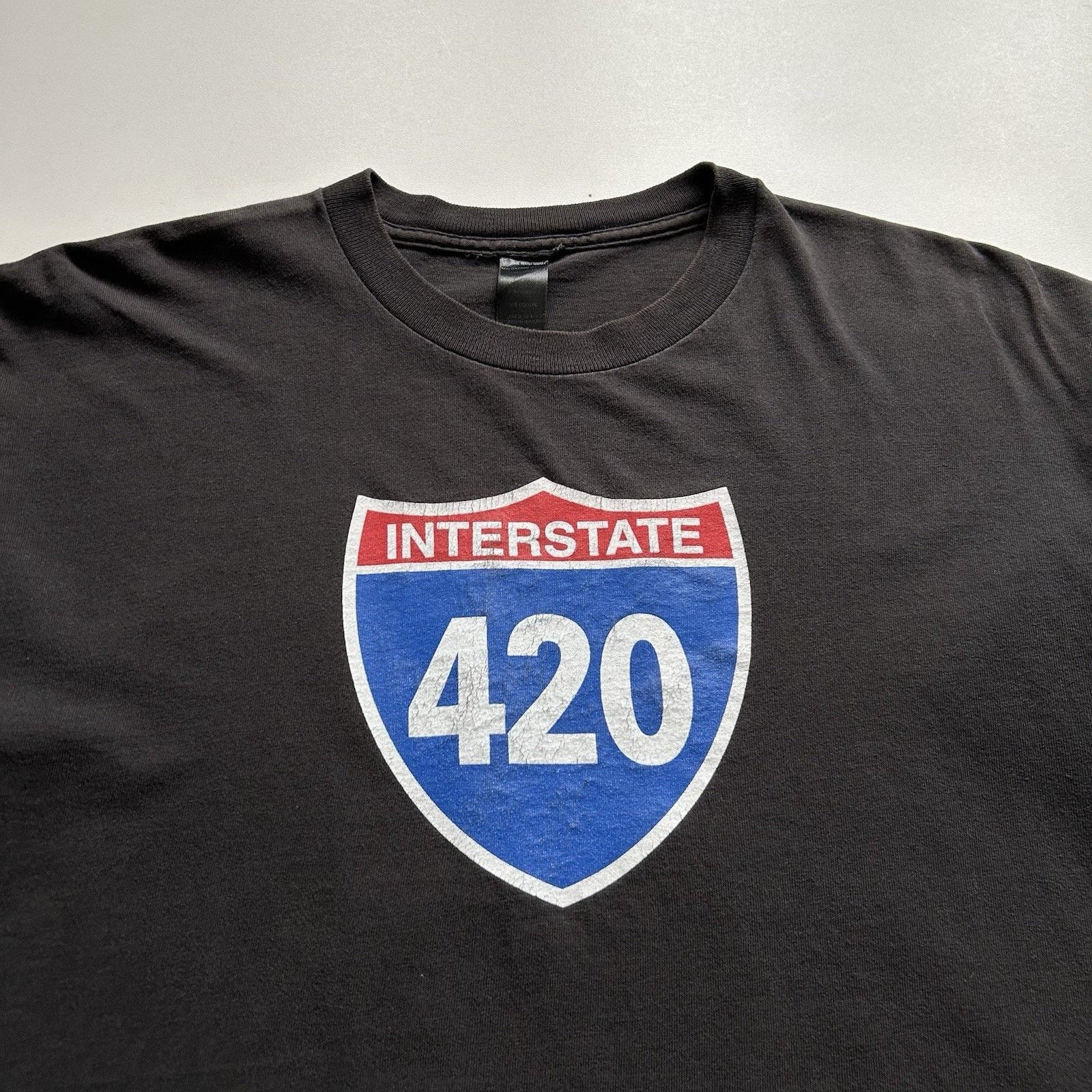 Vintage Vintage 420 Interstate Shirt Large Faded Black Funny Parody Size US L / EU 52-54 / 3 - 2 Thumbnail