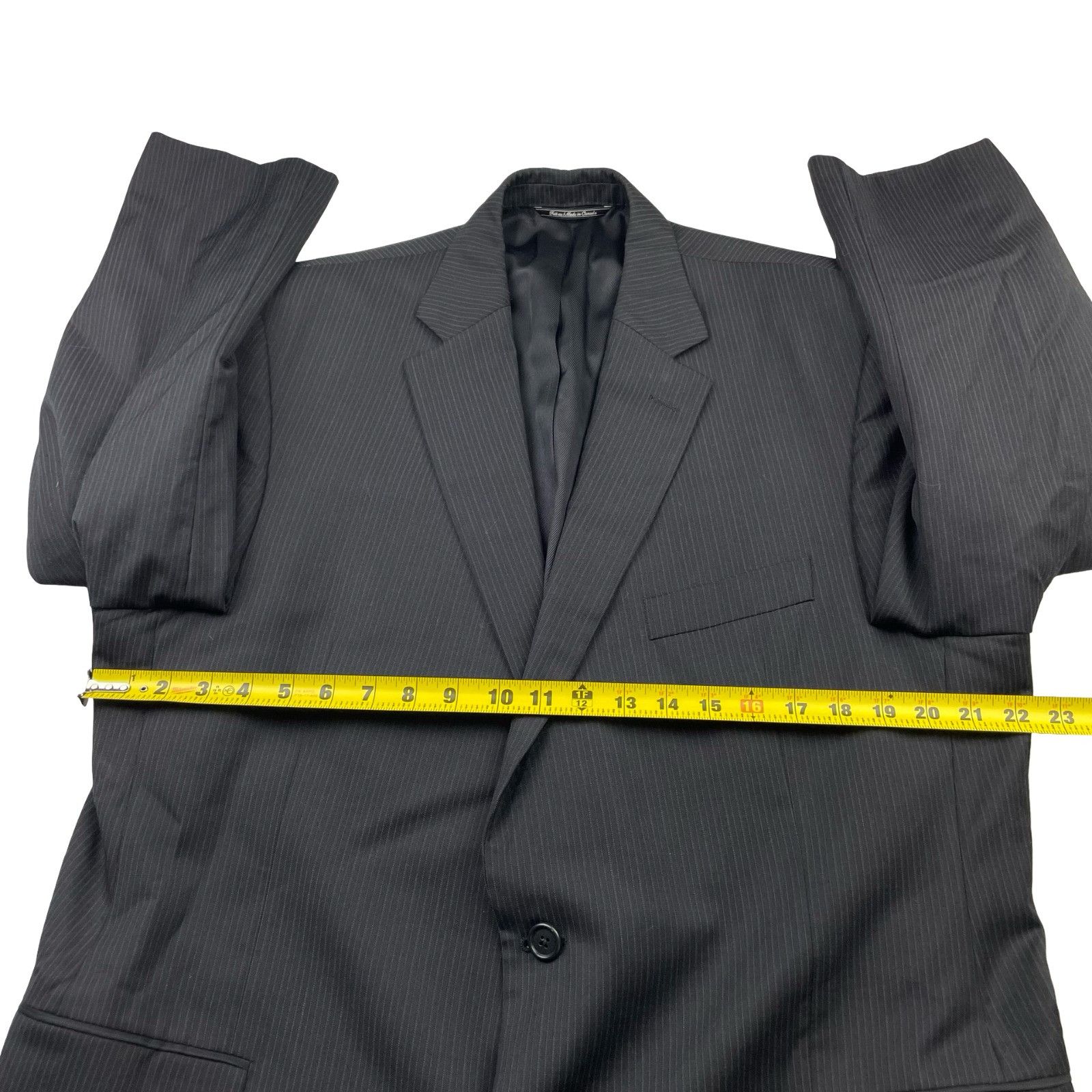 Jack Victor Jack Victor Men’s Valentino 100% Wool Suit Black/Blue Stripe Size 40L - 9 Thumbnail