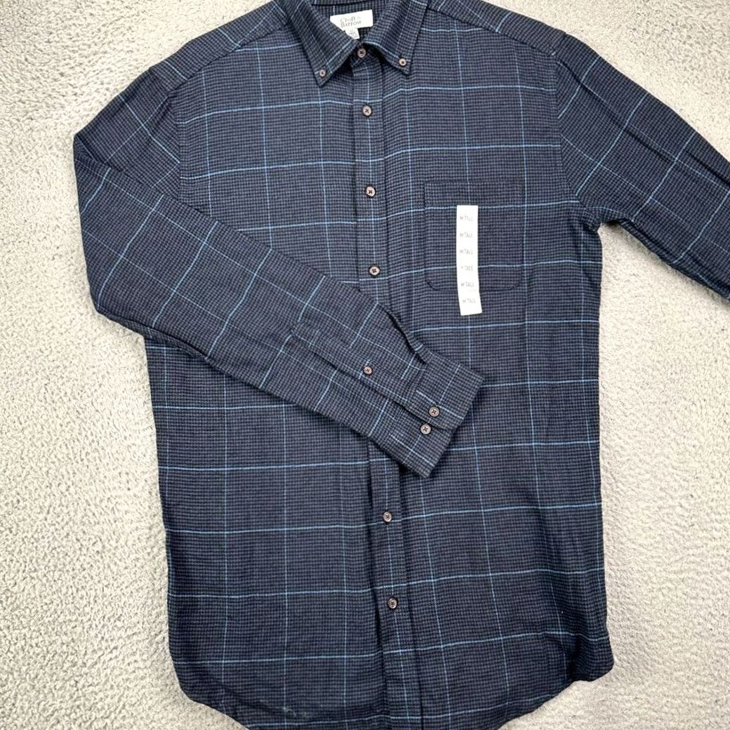 Croft & Barrow VINTAGE Croft Barrow Flannel Shirt Mens Medium Tall Grey Blue Houndstooth Check NEW Size US M / EU 48-50 / 2 - 2 Thumbnail