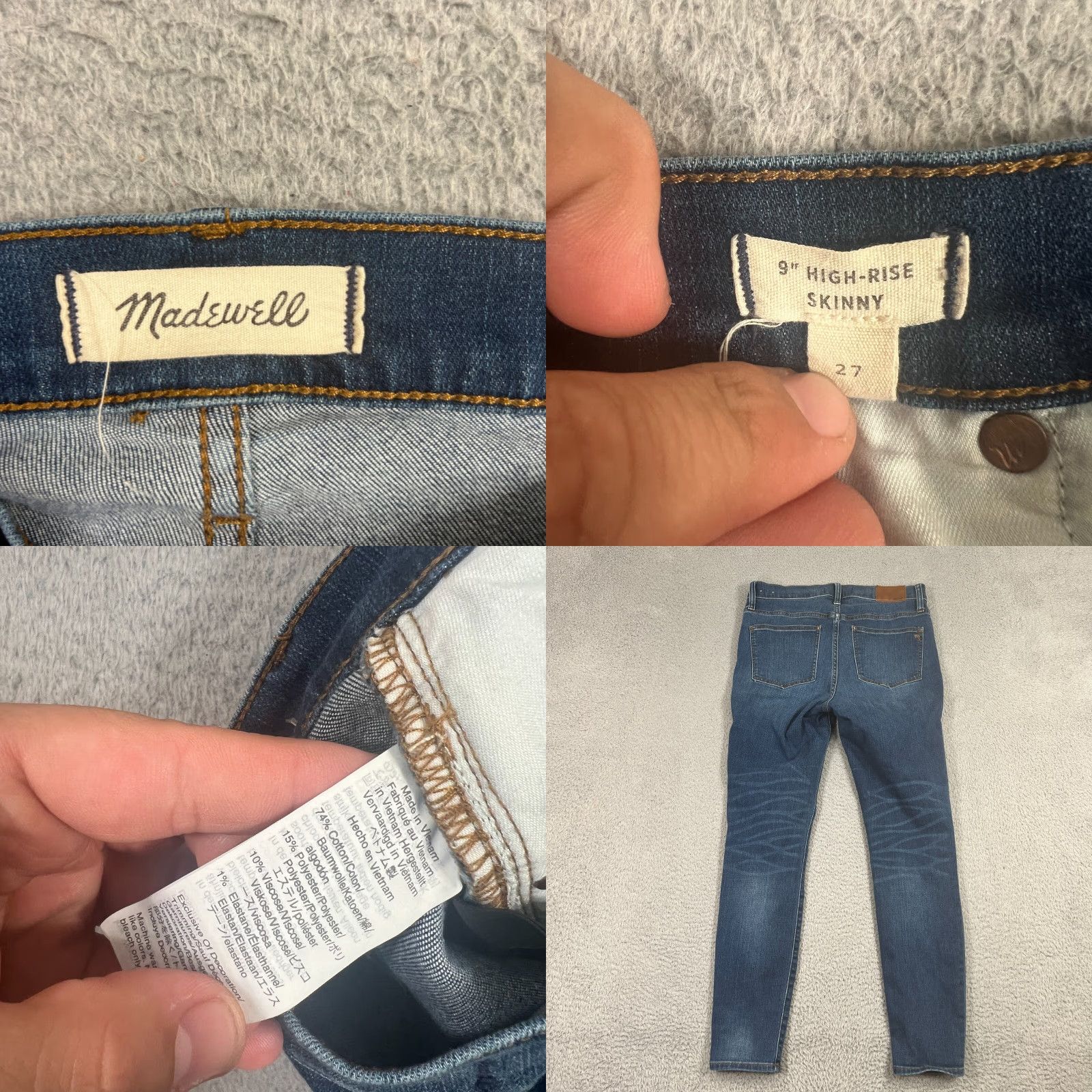 Madewell MADewell Jeans Women 27 Blue Medium Wash High Rise Skinny Stretch Slim Size 30" / US 8 / IT 44 - 8 Thumbnail