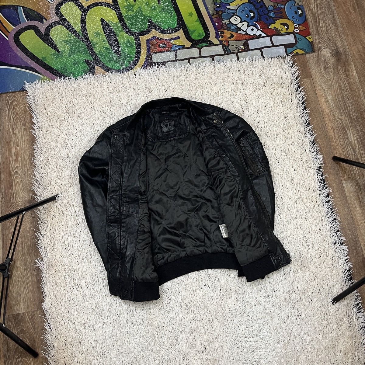Diesel DIESEL OUR Superior Mens Bomber Leather Jacket Racer Coat Size US S / EU 44-46 / 1 - 3 Thumbnail