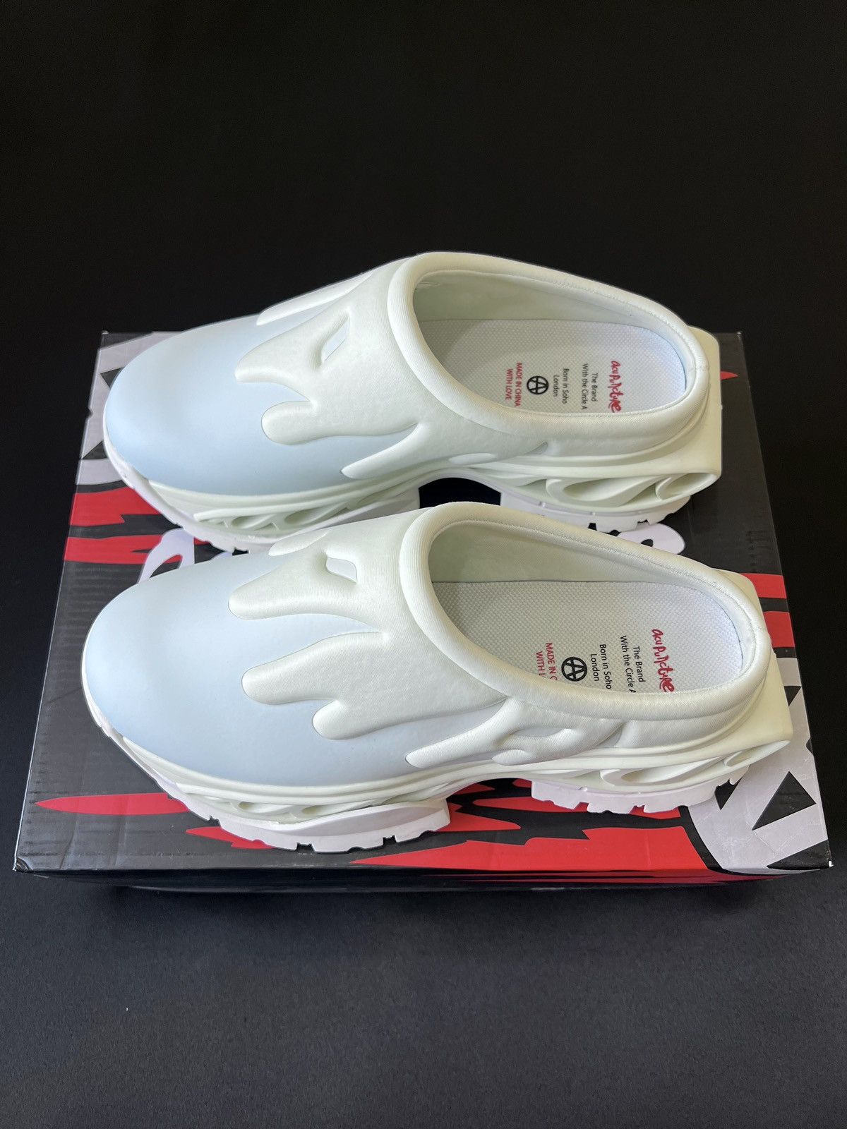 image of Acupuncture 1993 Ginger Clog On Fire Mule Shoess On White Shoes, Men's (Size 8)
