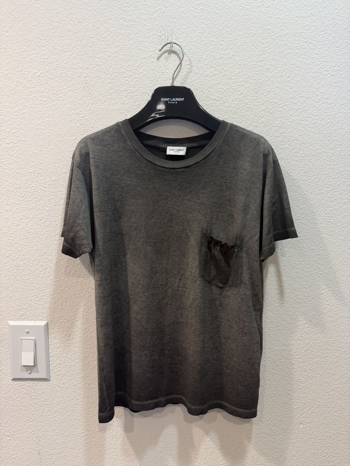 Saint Laurent Paris SS15 Over Dyed Faded Pocket Tee XS Size US XS / EU 42 / 0 - 1 Thumbnail