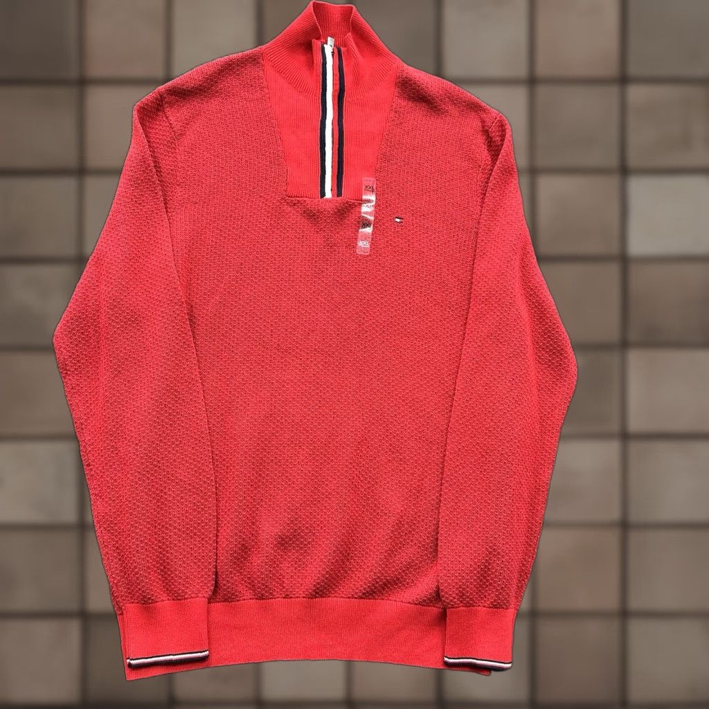 Tommy Hilfiger Tommy Hilfiger Sweater Mens 2XL Red Cotton Long Sleeve 1/4 Zip Mock Neck Preppy Pullover Knit Size US XXL / EU 58 / 5 - 1 Thumbnail