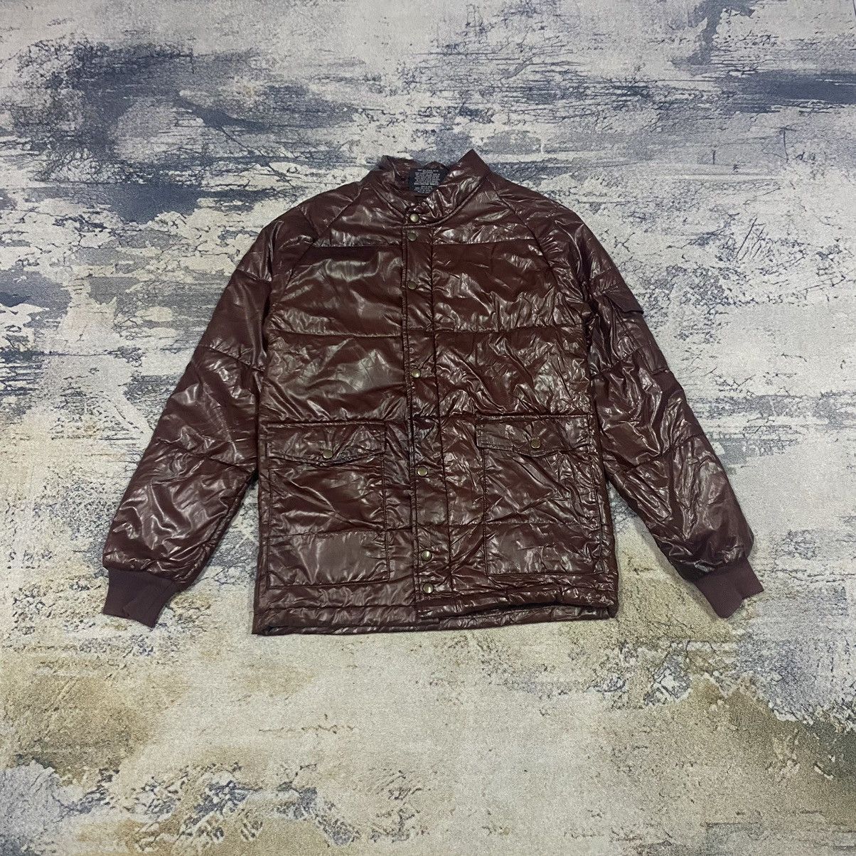 image of Gcw23Vintage Japan Brown Nice Colour Zipper Puffer Jacket, Men's (Size Medium)