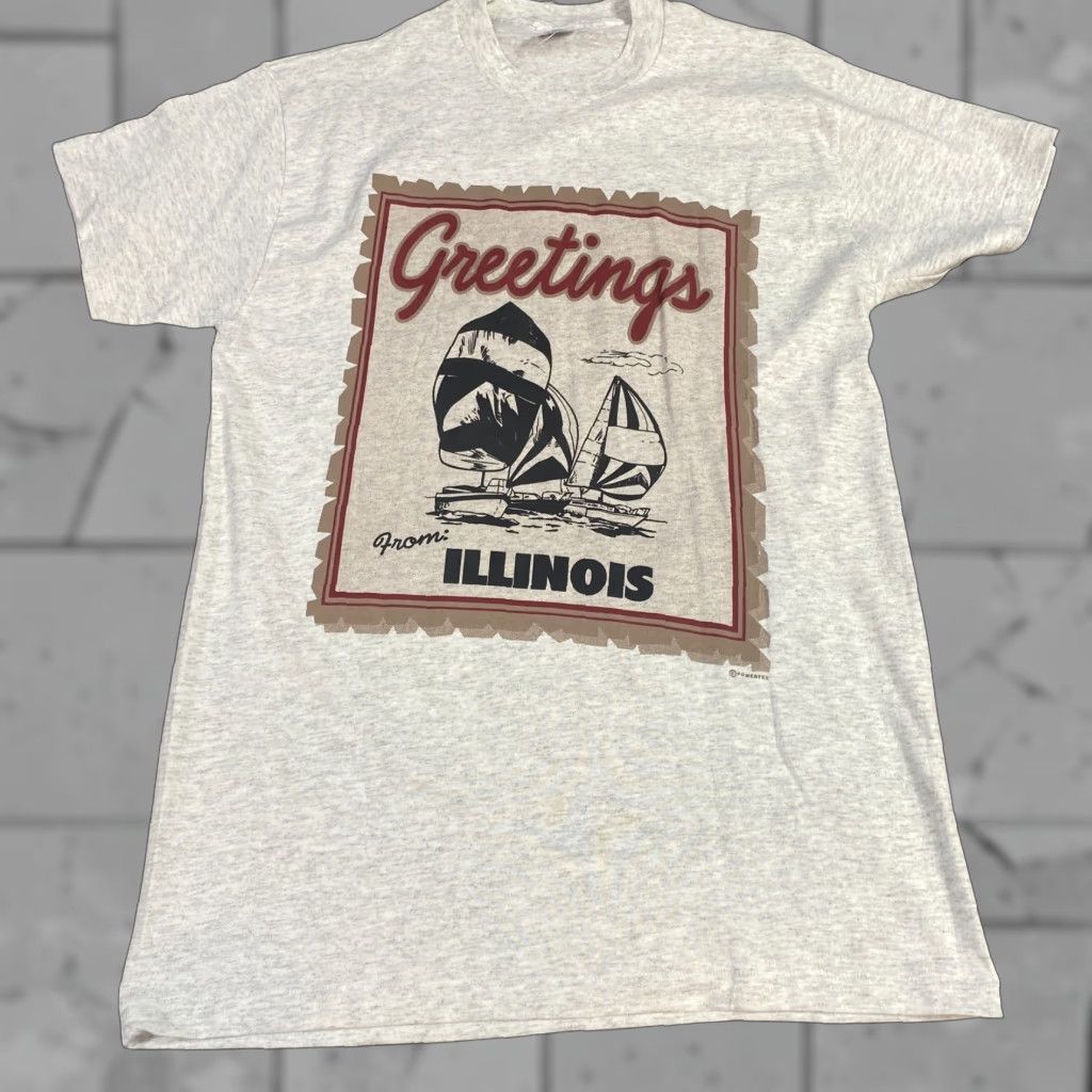 Stampd VINTAGE Illinois Stamp T-shirt Mens S Heather Gray Old Stock Vintage Greetings Size US S / EU 44-46 / 1 - 1 Thumbnail