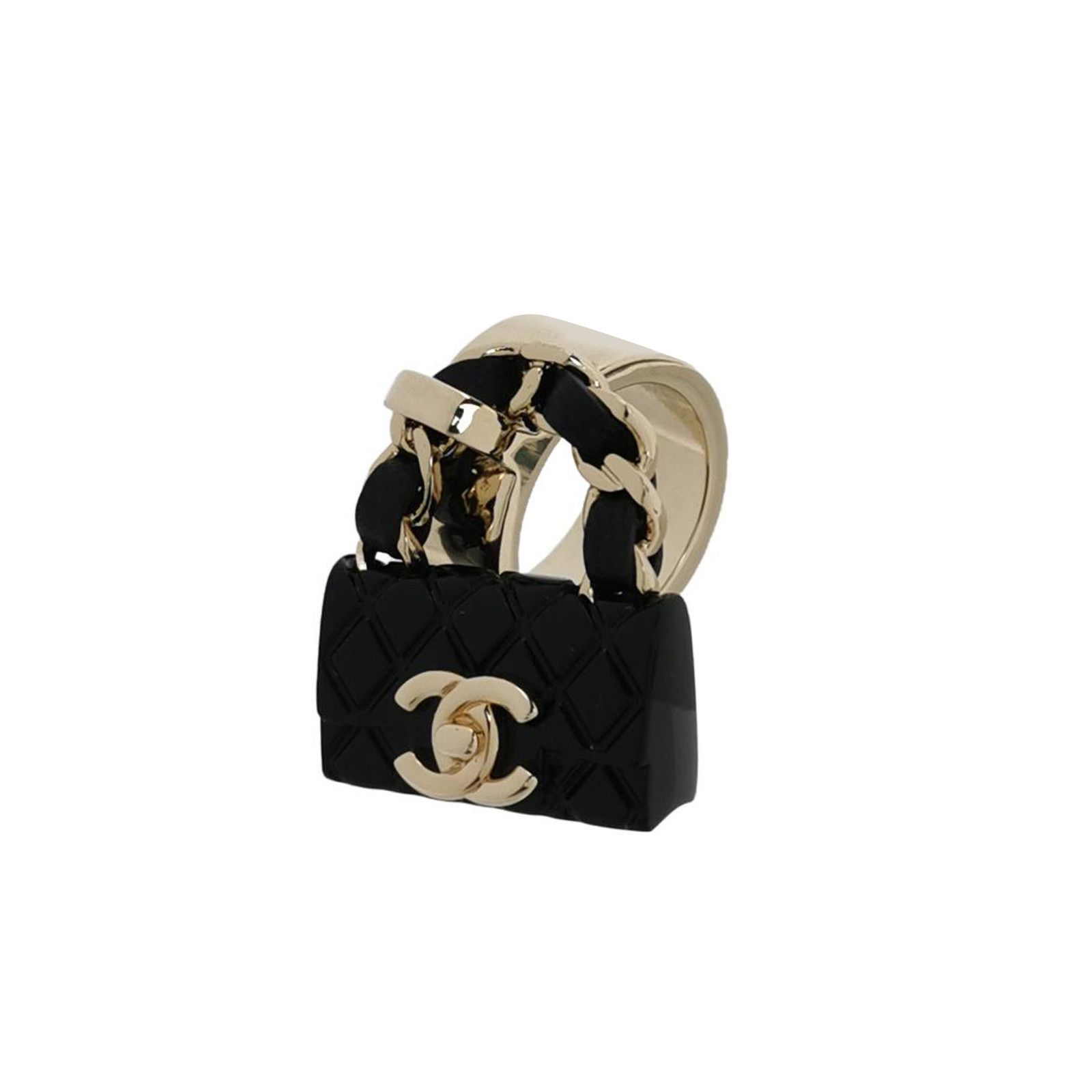 Chanel Chanel Leather Double C Bag Shaped Ring Size 12 -z2505 Size ONE SIZE - 1 Thumbnail
