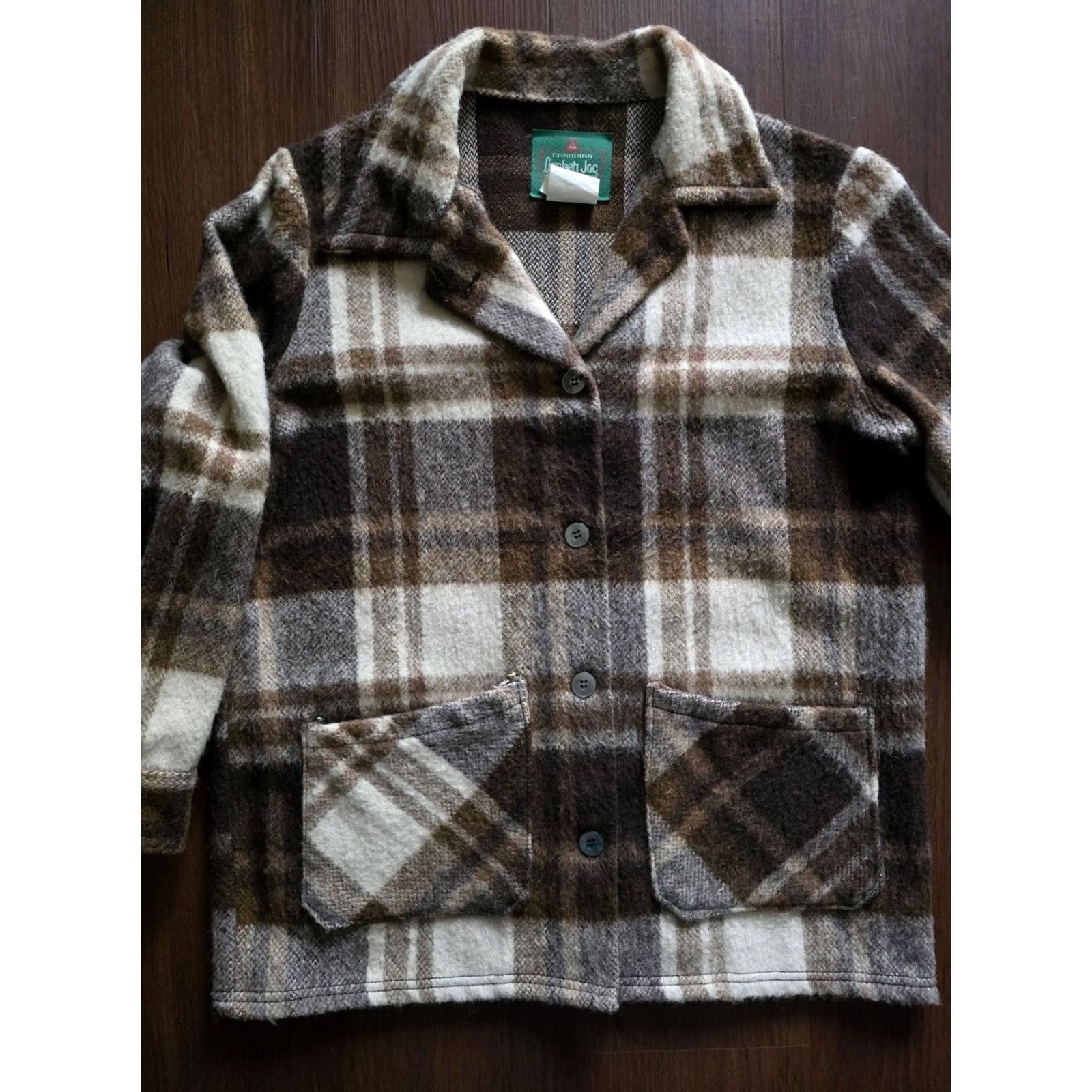 Vintage VINTAGE Canadian Lumber Jac Jacket Womens Medium Plaid Wool Coat Pockets 1970s Brown Size M / US 6-8 / IT 42-44 - 5 Thumbnail