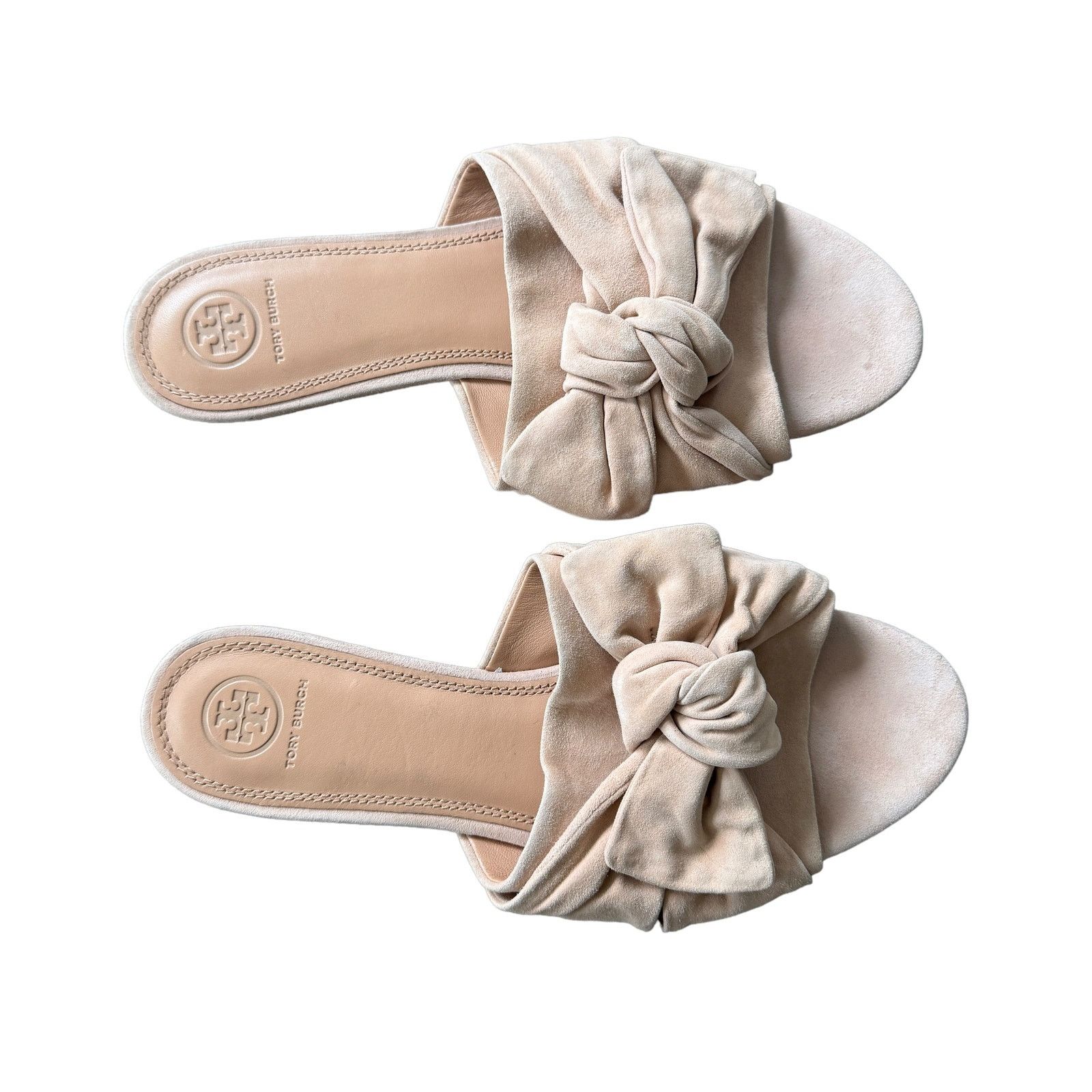 Tory Burch Tory Burch Annabelle Bow Accent Slides Beige Suede Grailed