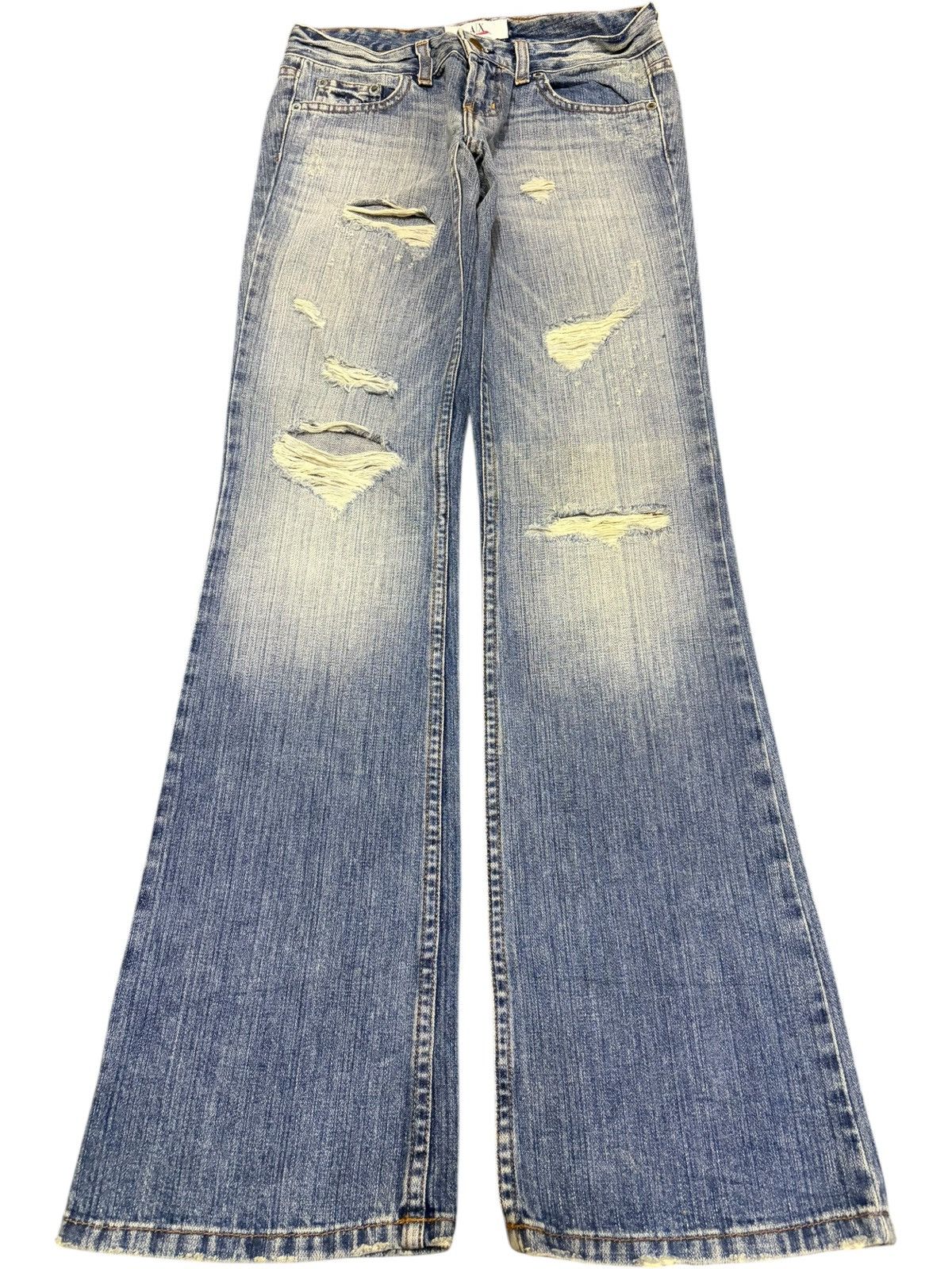 Vintage Armani Exchange Distress Low Rise Flare Jeans
