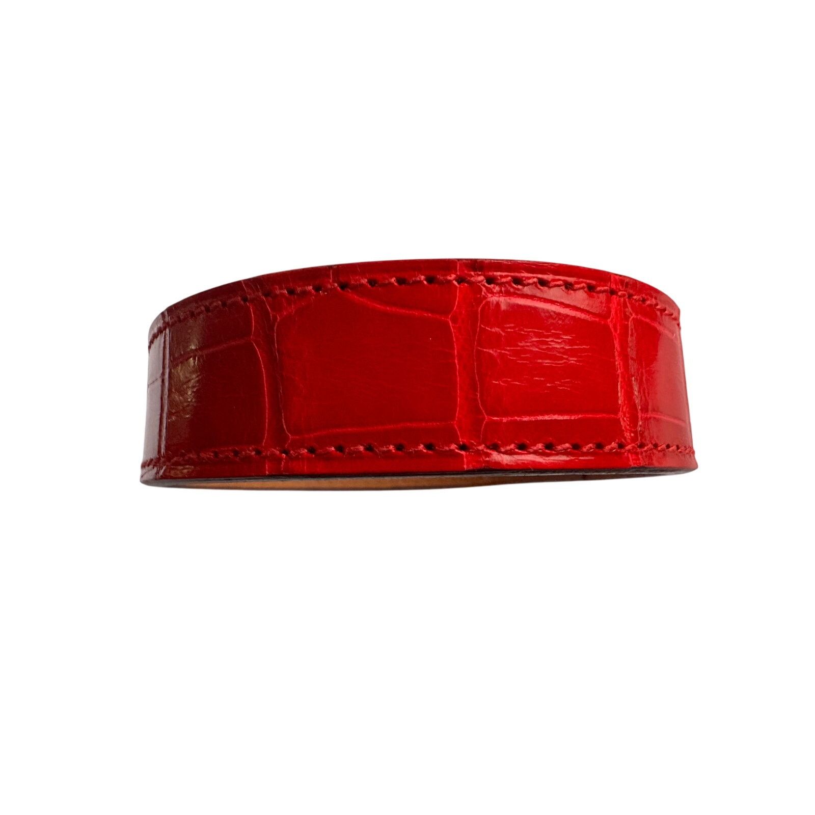 Hermes Hermes Red Croc Embossed Leather Bangle Bracelet Size ONE SIZE - 9 Thumbnail