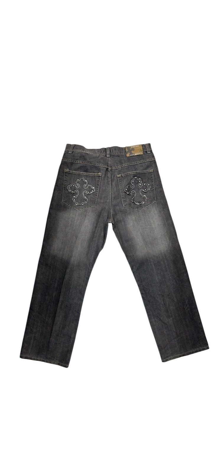 Japanese Brand VTG CROSS Like Chrome Hearts Brooklyn Express Denim Pants Size US 36 / EU 52 - 1 Thumbnail