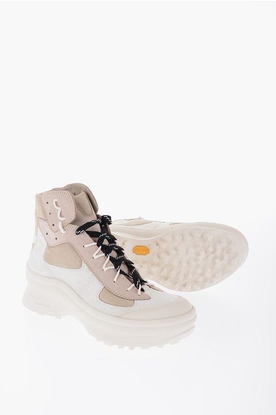 image of Jil Sander Suede Leather High-Top Sneakers With Vibram Soles in Beige/Bianco, Men's (Size 6)
