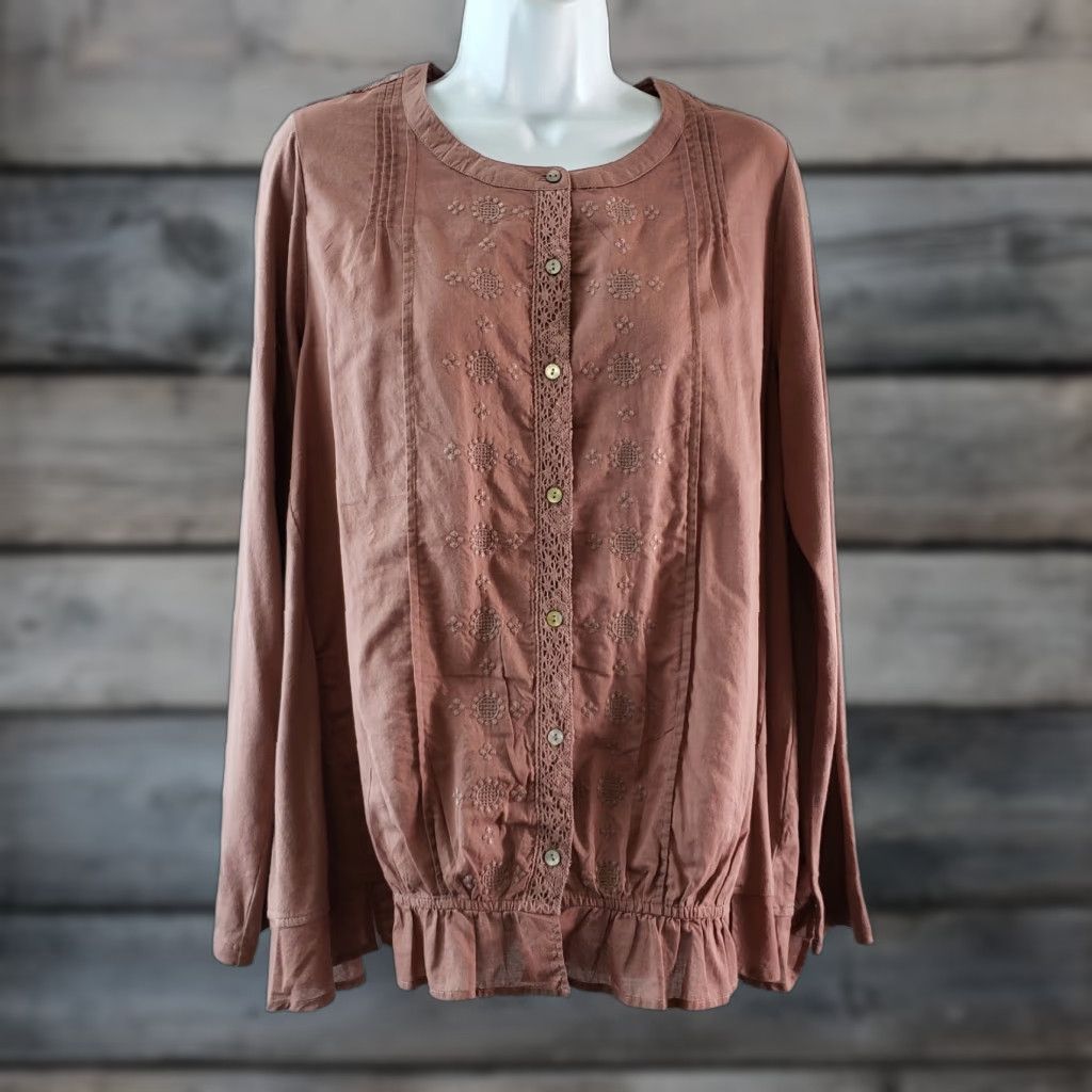 Vintage LOGO Lavish Lori Goldstein Womens Blouse Sz Small Purple Embroidered Button Front Size S / US 4 / IT 40 - 1 Thumbnail