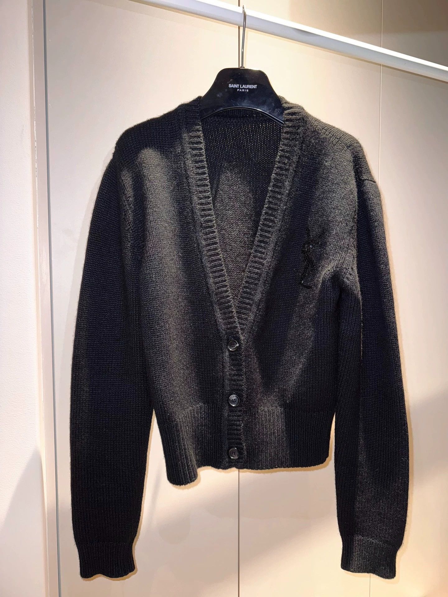 Yves Saint Laurent YSL 22 Oversized Cashmere Logo Scales Cardigan Size S / US 4 / IT 40 - 1 Thumbnail