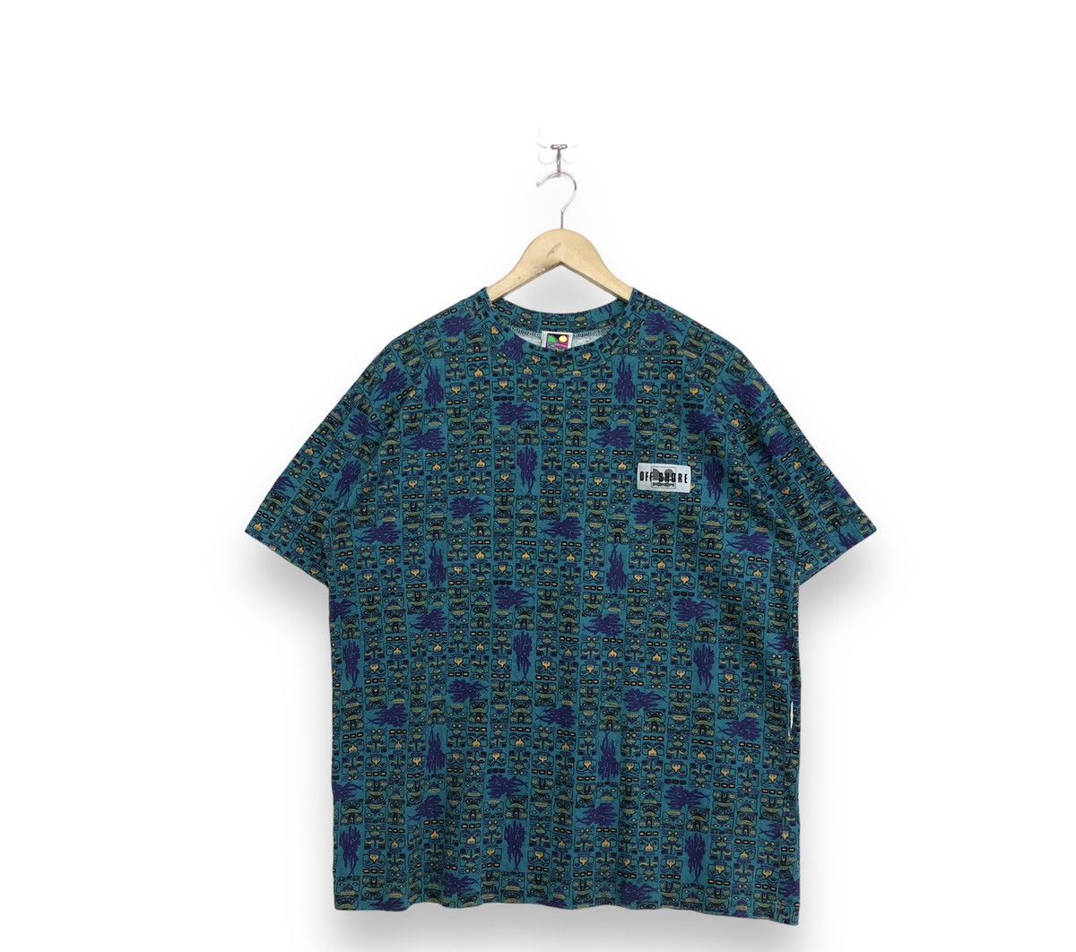 image of Surf Style x Vintage Off Shore Motive Fullprint Style Surf Shirt, Men's (Size Medium)