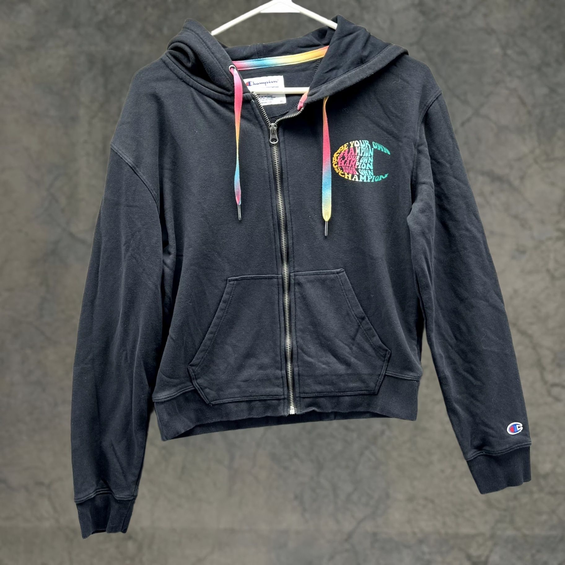 Champion Champion Hoodie Womens Small Black Full Zip Fleece Be Your Own Champion Size S / US 4 / IT 40 - 1 Thumbnail