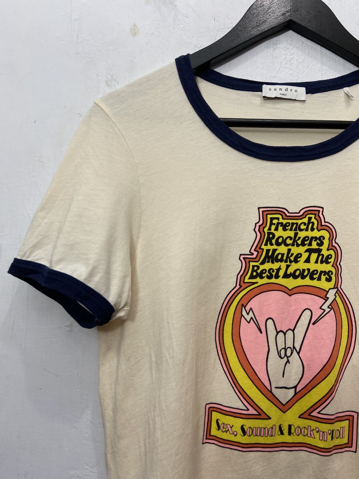 Sandro Sandro French Rockers Make The Best Lovers Ringer Tshirt Size S / US 4 / IT 40 - 6 Thumbnail