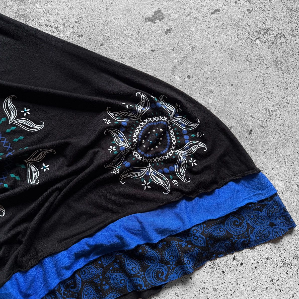 Desigual Desigual Black Blue Floral Boho Dress Short Sleeve Stretchy Size M / US 6-8 / IT 42-44 - 4 Thumbnail
