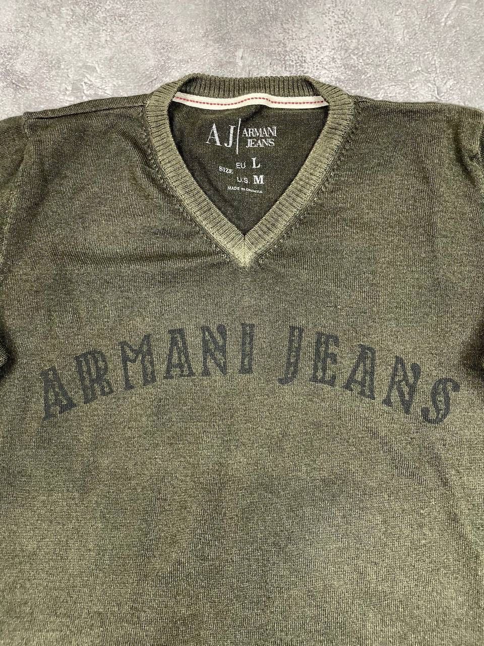 Armani Armani Jeans Vintage Men V-Neck Sweater Khaki Size M/L Size US M / EU 48-50 / 2 - 2 Thumbnail