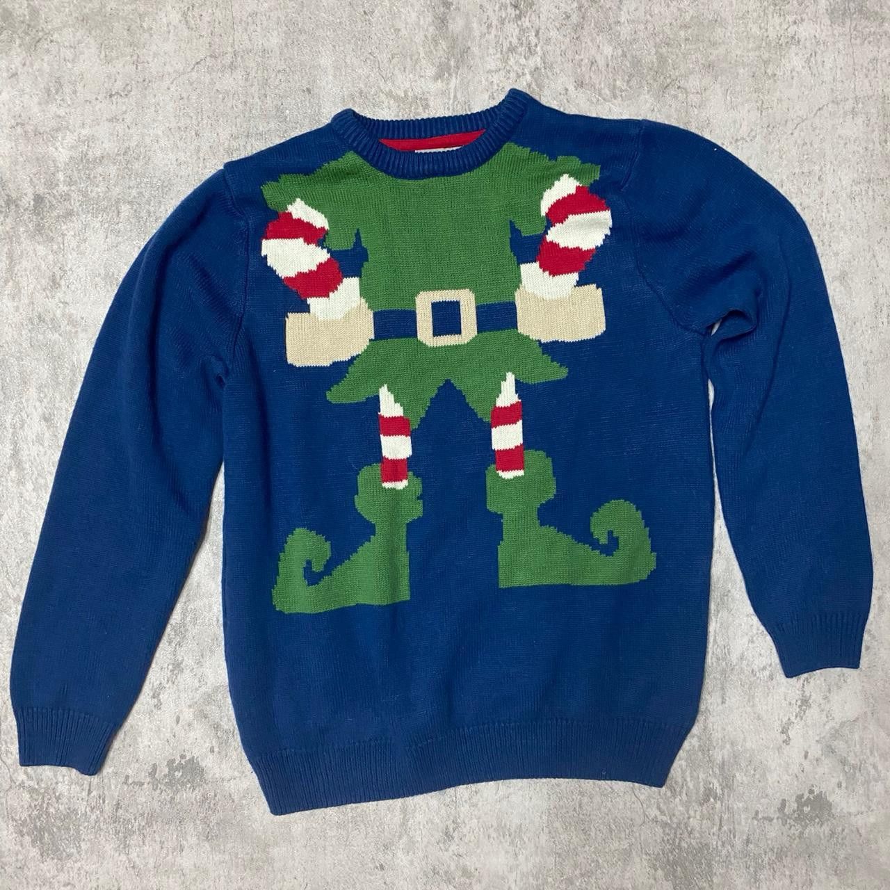 Other Funny Christmas elf jumper in blue and green Size US L / EU 52-54 / 3 - 1 Thumbnail