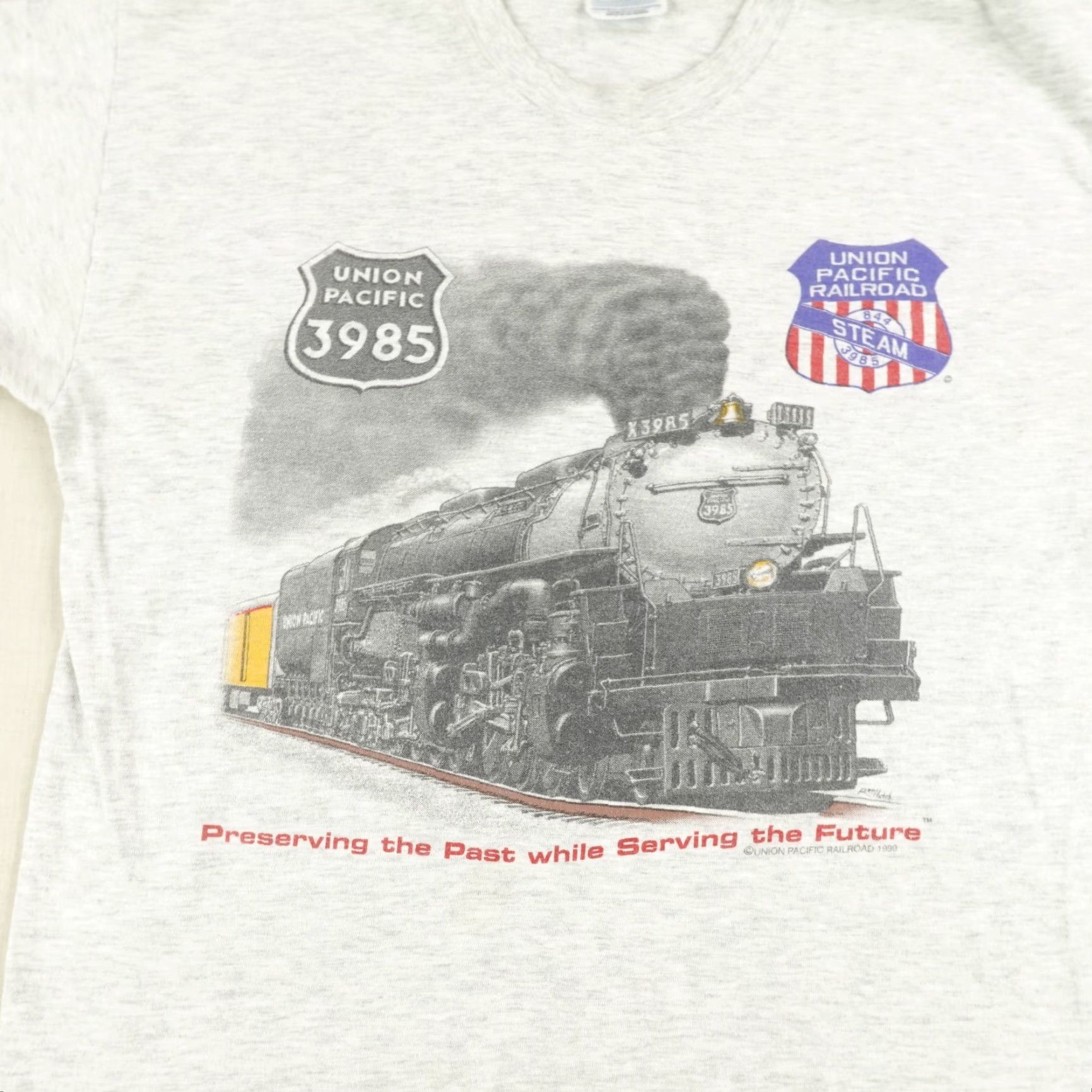 Hanes VINTAGE Hanes Train Shirt Cotton Gray 90s Transportation Railroad Steam Engine Short Sleeve Mens Medium Size US M / EU 48-50 / 2 - 3 Thumbnail